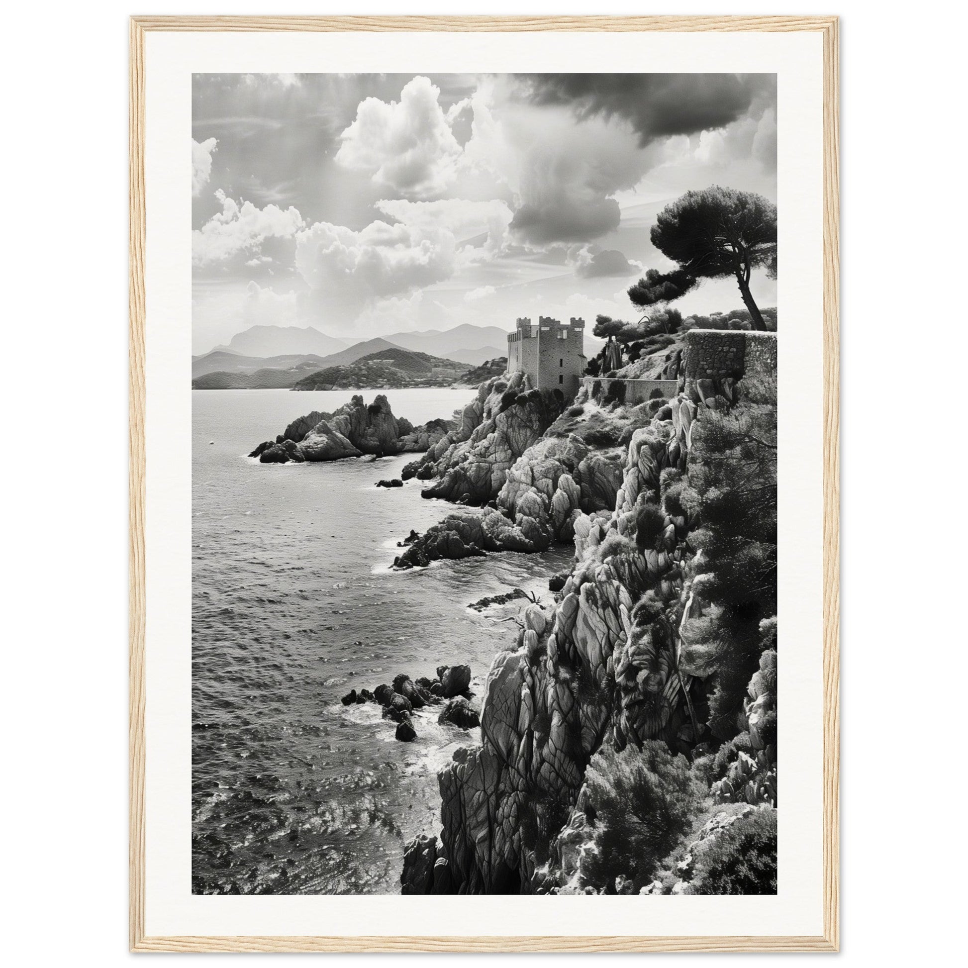 Affiche Corse Noir et Blanc ( 60x80-cm-Bois-clair)