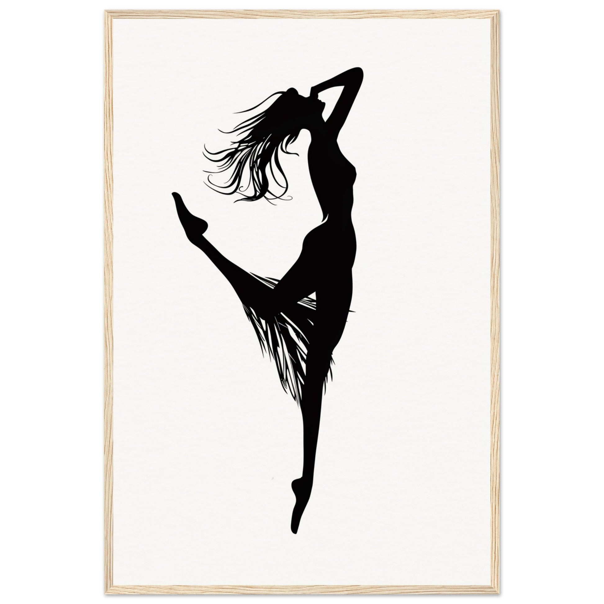 Affiche Danseuse Noir et Blanc ( 60x90-cm-Bois-clair)