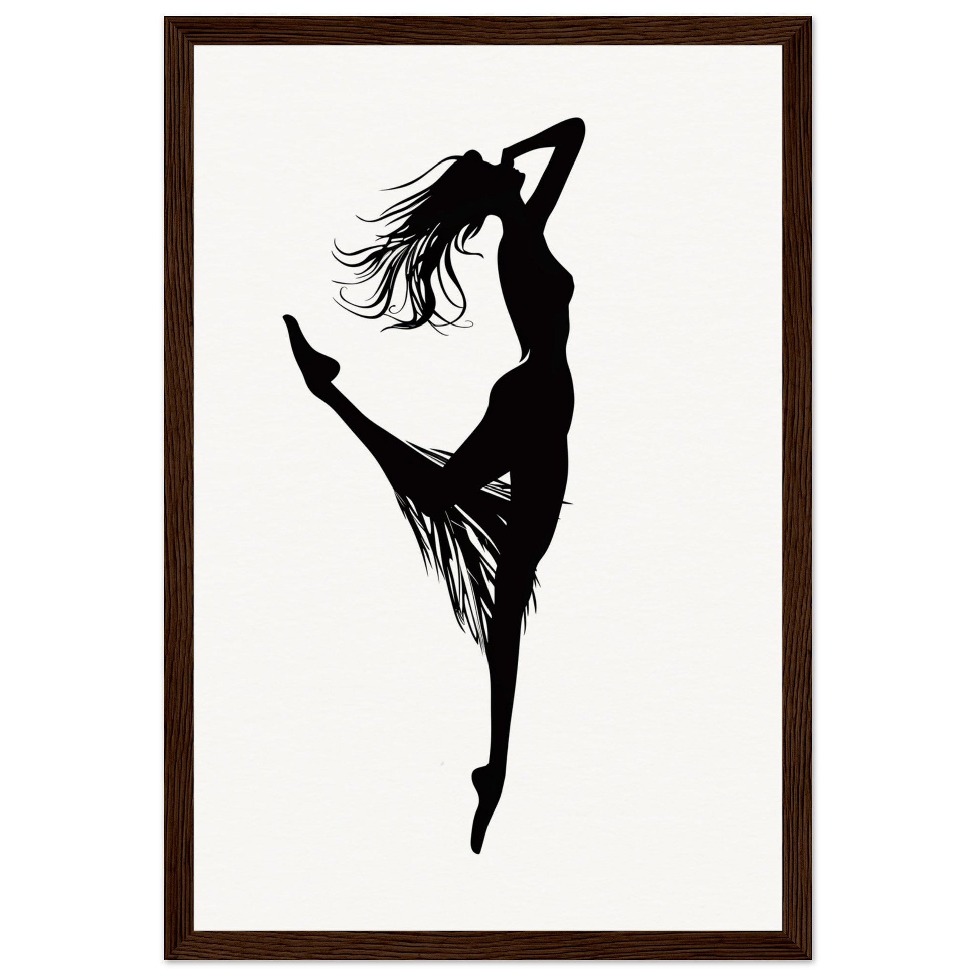 Affiche Danseuse Noir et Blanc ( 30x45-cm-Bois-foncé)