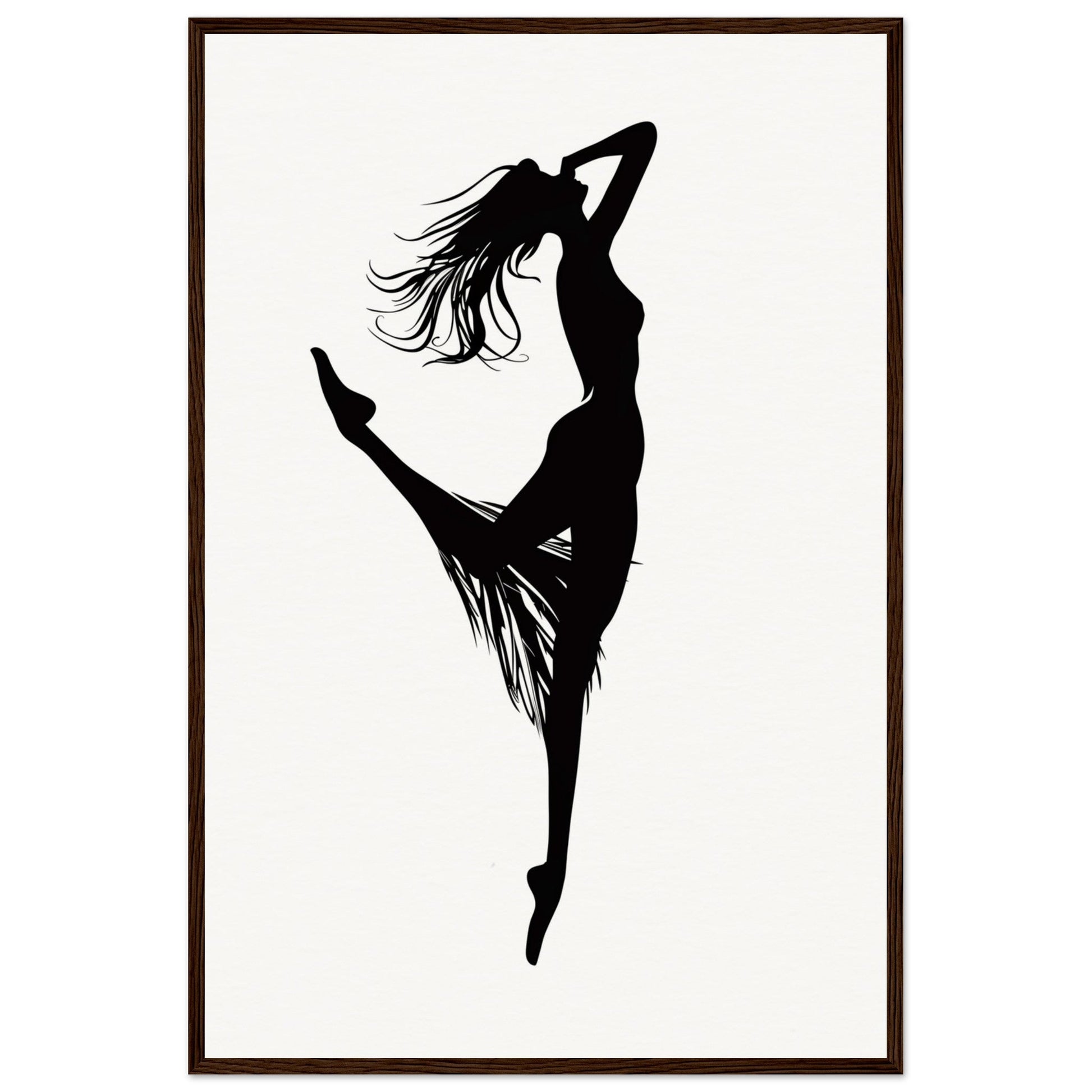 Affiche Danseuse Noir et Blanc ( 60x90-cm-Bois-foncé)