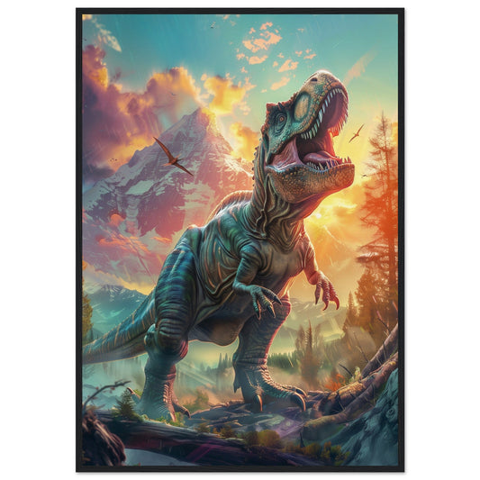 Affiche Dinosaure Chambre ( 70x100-cm-Bois-noir)