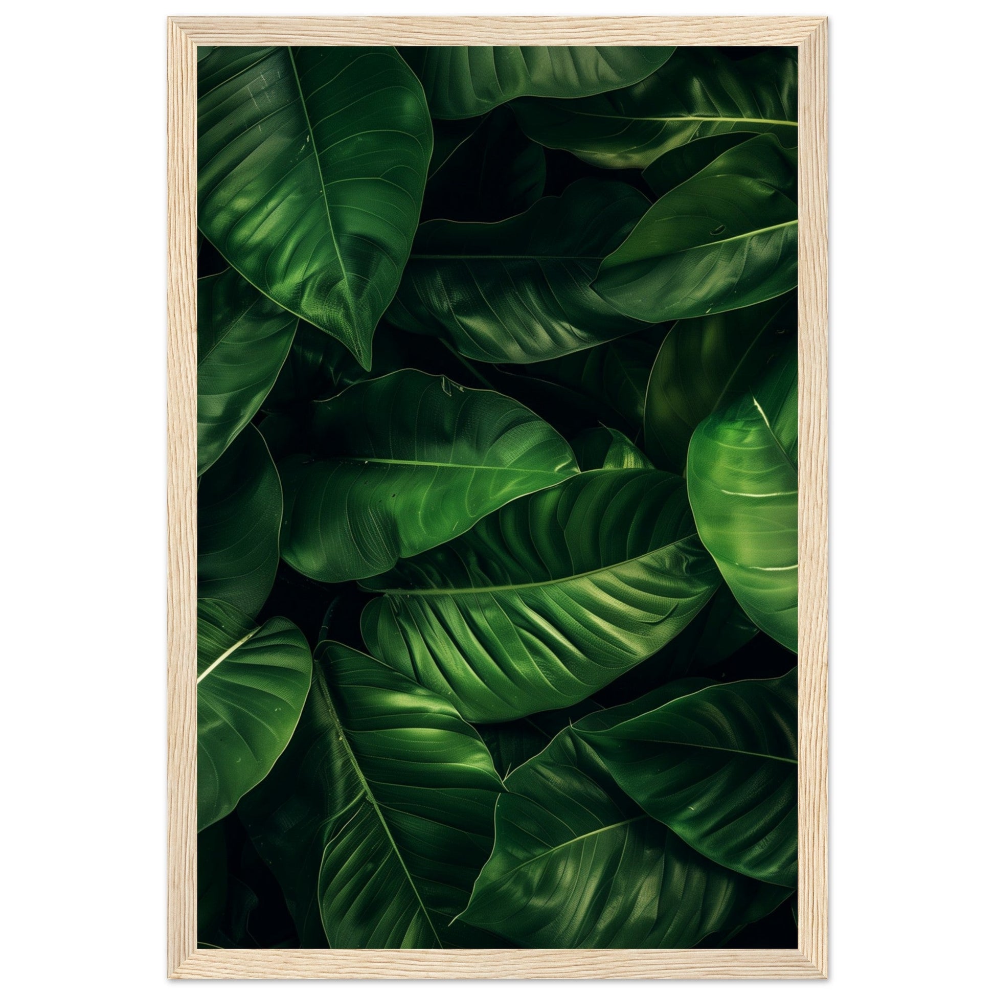 Affiche Feuilles Vertes ( 30x45-cm-Bois-clair)