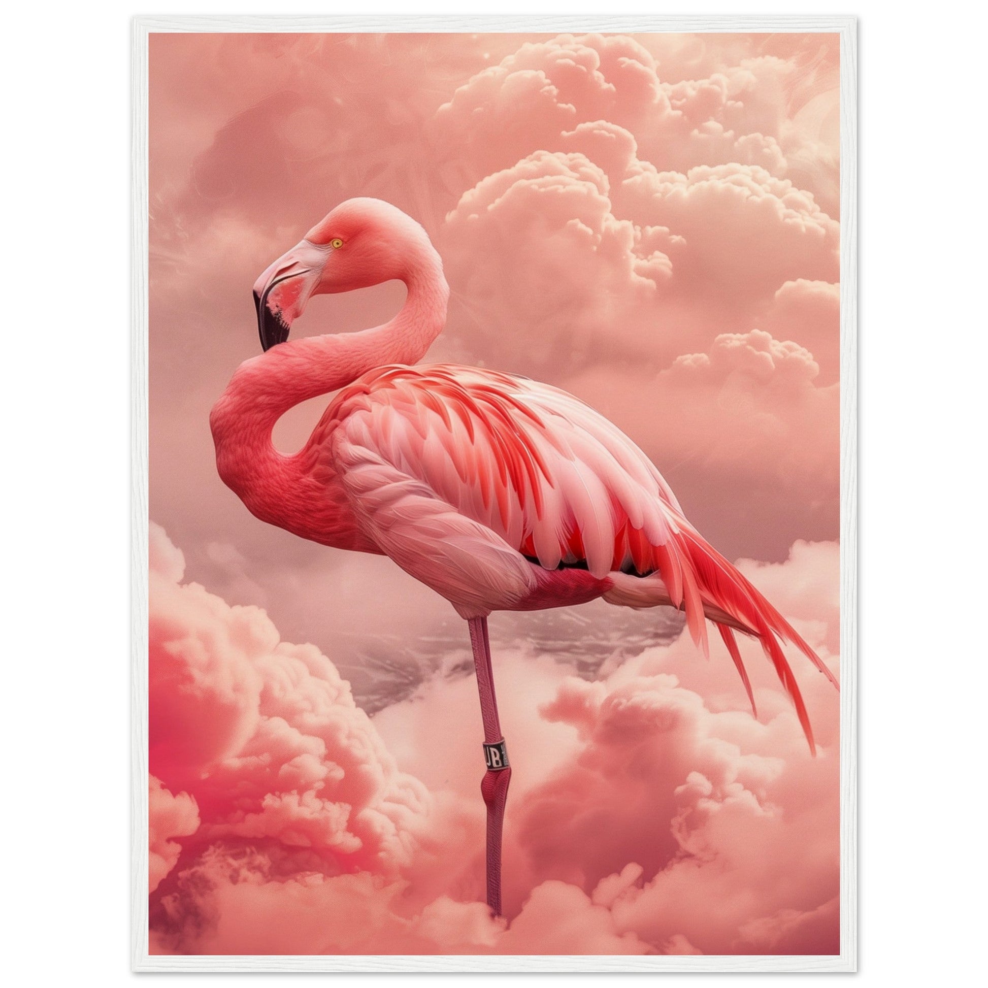 Affiche Flamant Rose ( 60x80-cm-Bois-blanc)