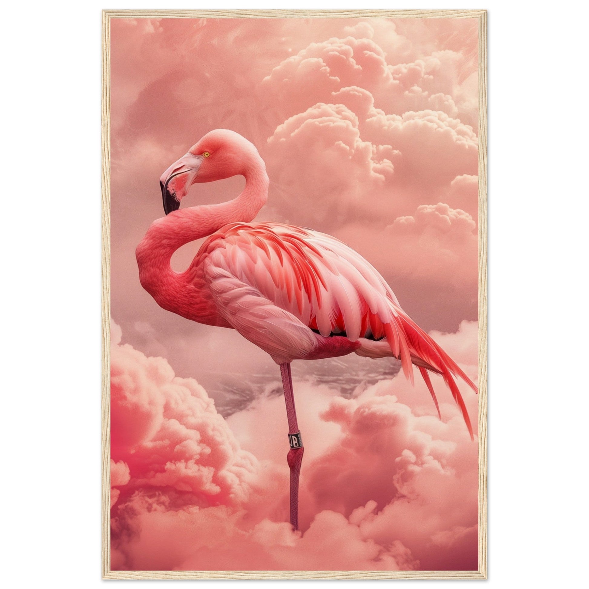 Affiche Flamant Rose ( 60x90-cm-Bois-clair)