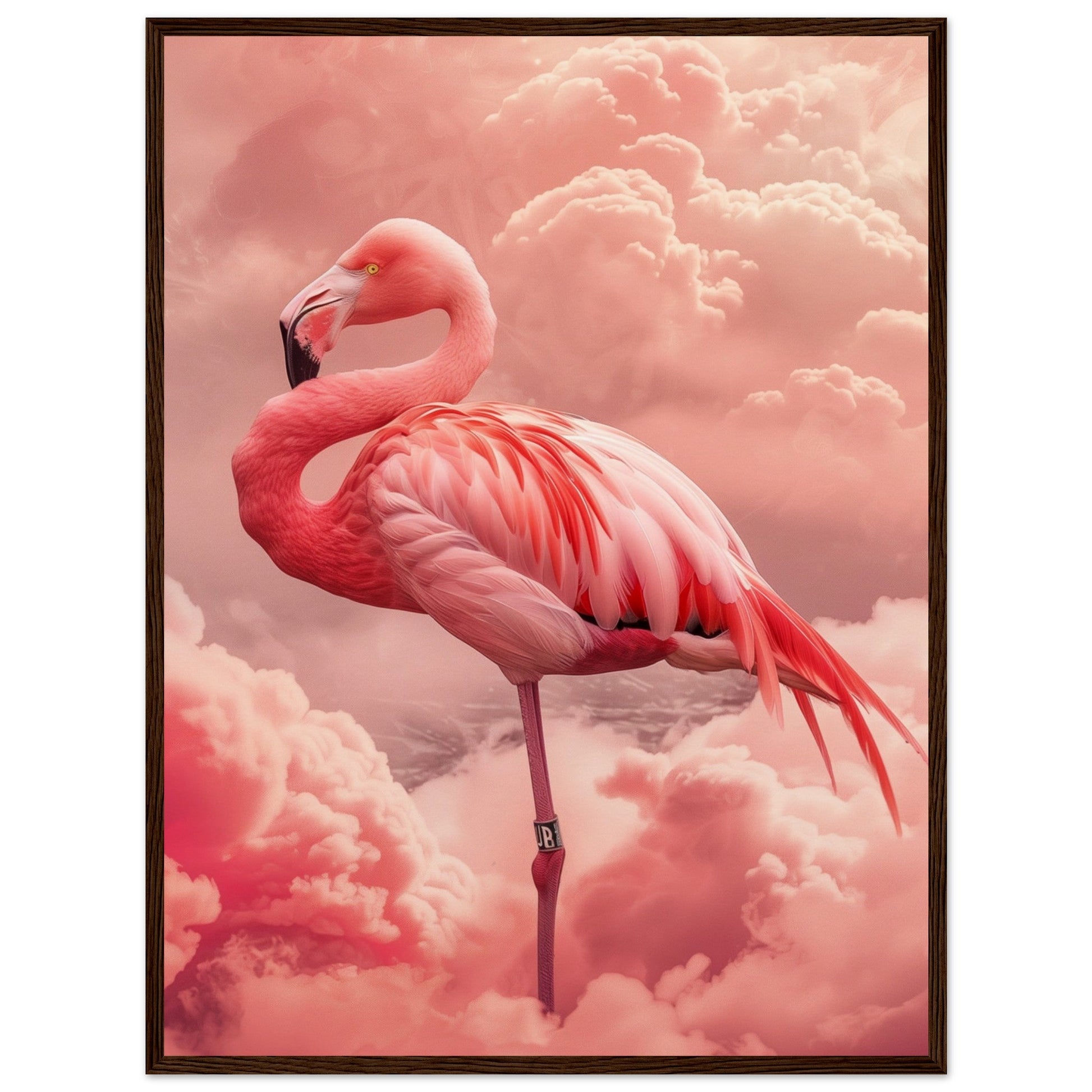 Affiche Flamant Rose ( 60x80-cm-Bois-foncé)