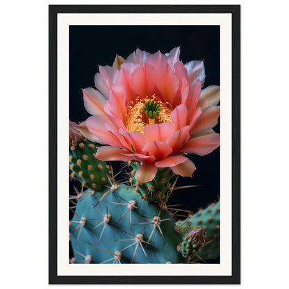 Affiche Fleur De Cactus ( 30x45-cm-Bois-noir)