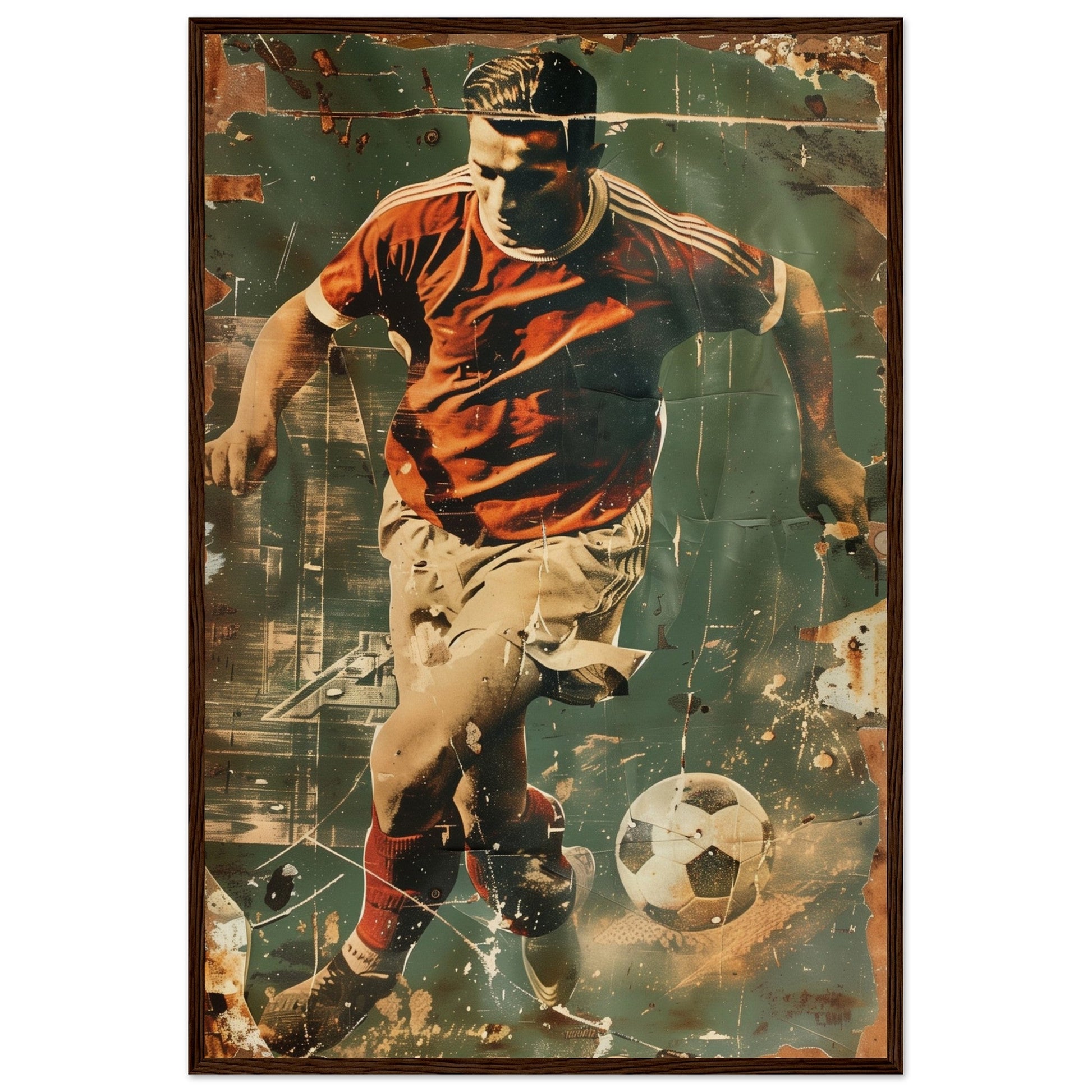 Affiche Foot Ancien ( 60x90-cm-Bois-foncé)