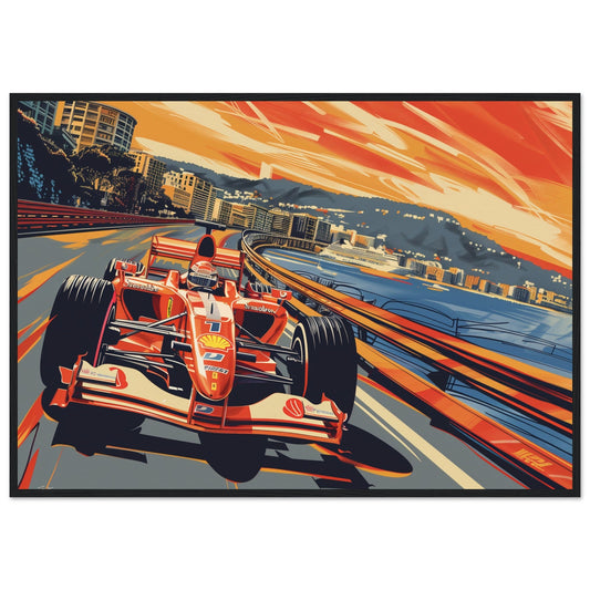 Affiche Formule 1 Monaco ( 70x100-cm-Bois-noir)