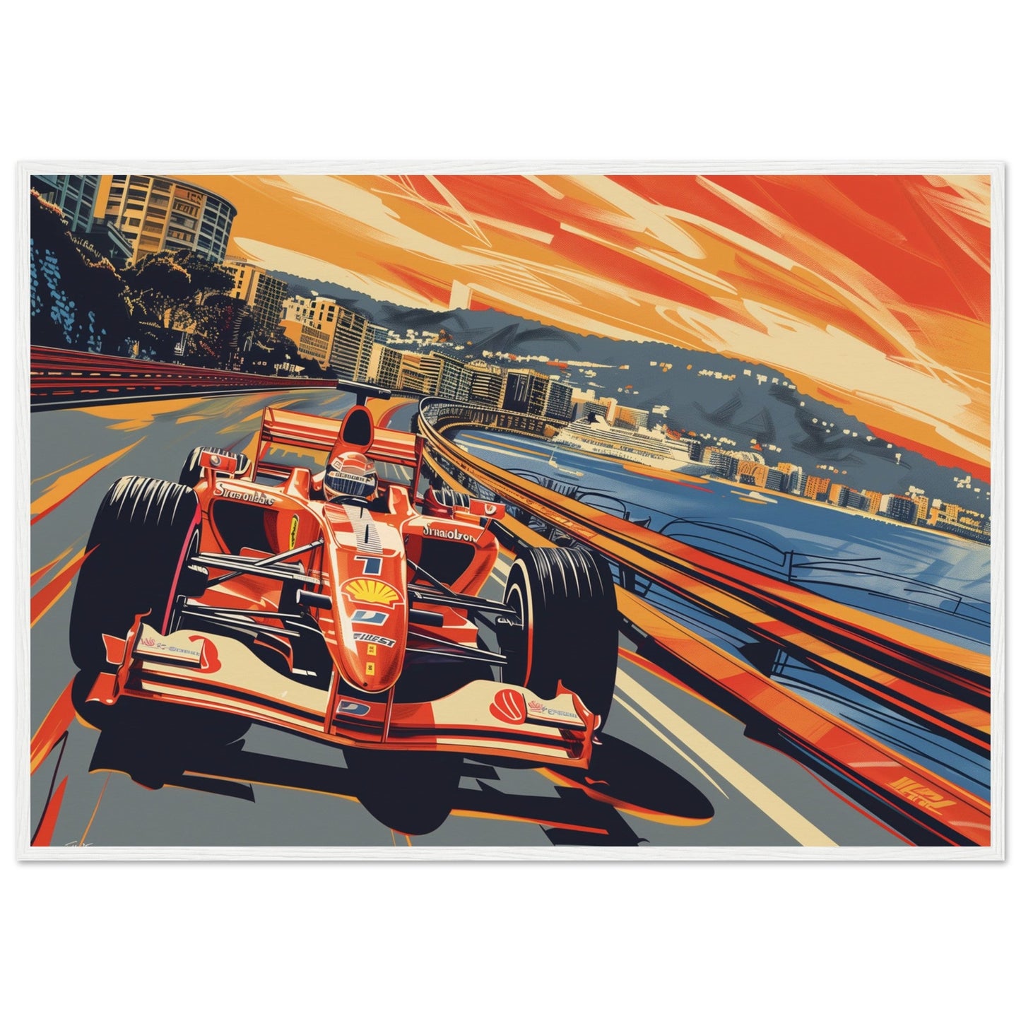 Affiche Formule 1 Monaco ( 70x100-cm-Bois-blanc)