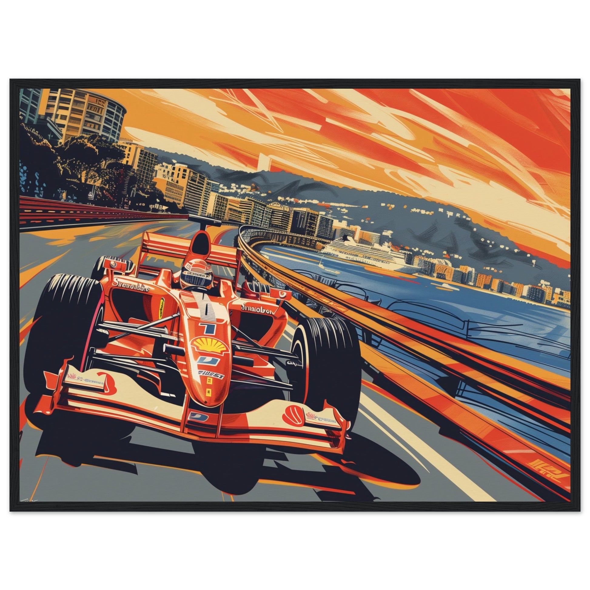 Affiche Formule 1 Monaco ( 60x80-cm-Bois-noir)