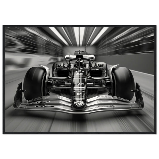 Affiche Formule 1 Noir et Blanc ( 70x100-cm-Bois-noir)