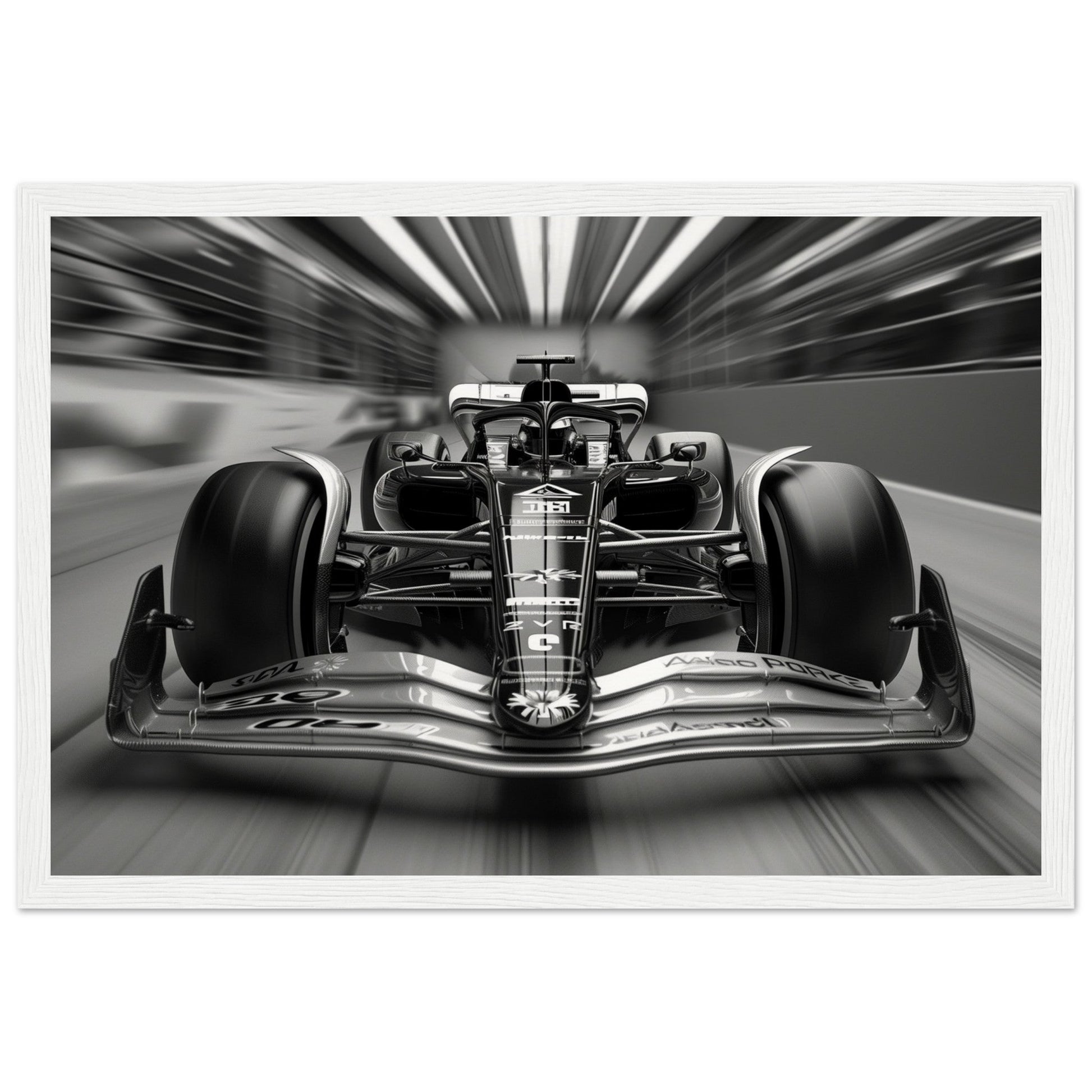 Affiche Formule 1 Noir et Blanc ( 30x45-cm-Bois-blanc)