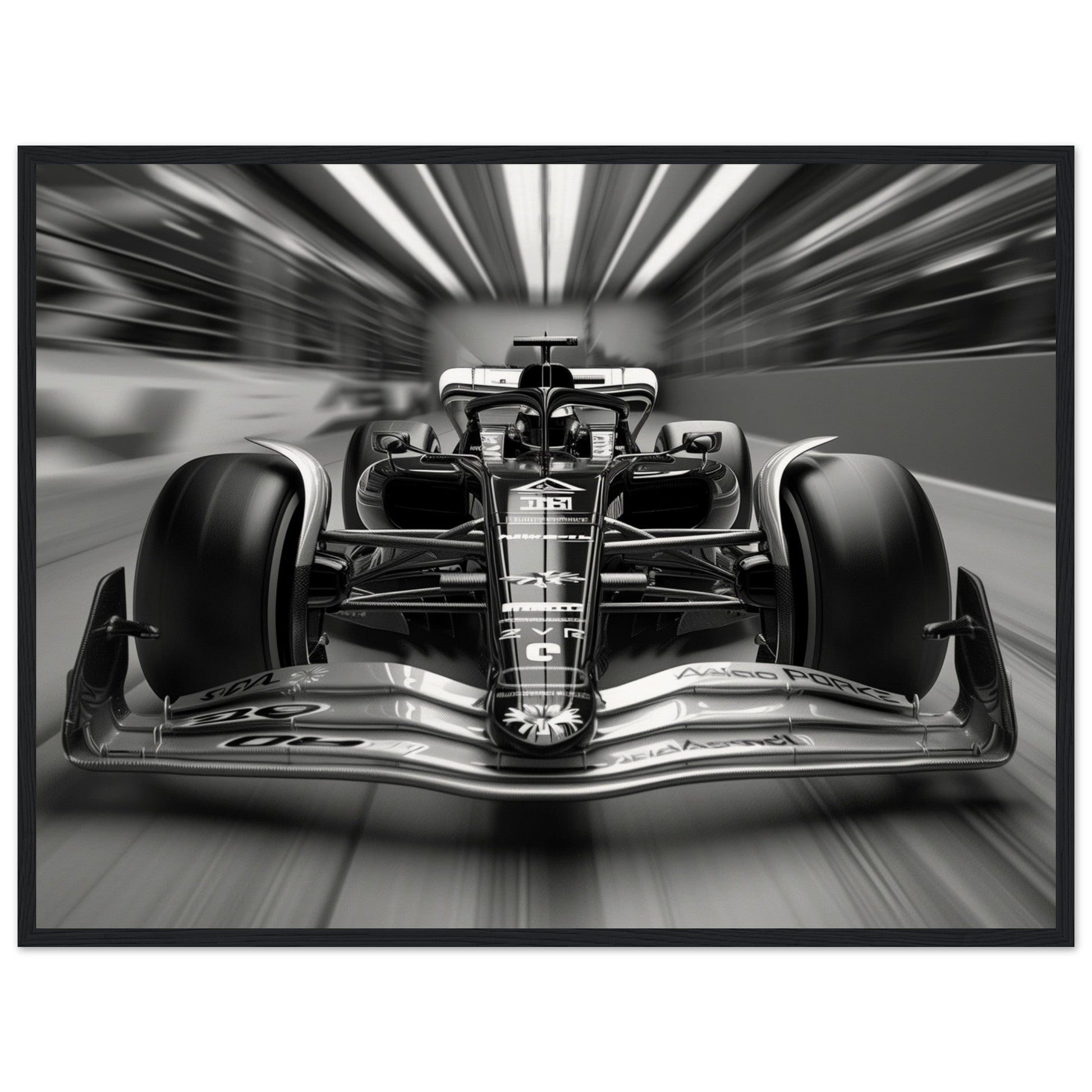 Affiche Formule 1 Noir et Blanc ( 60x80-cm-Bois-noir)