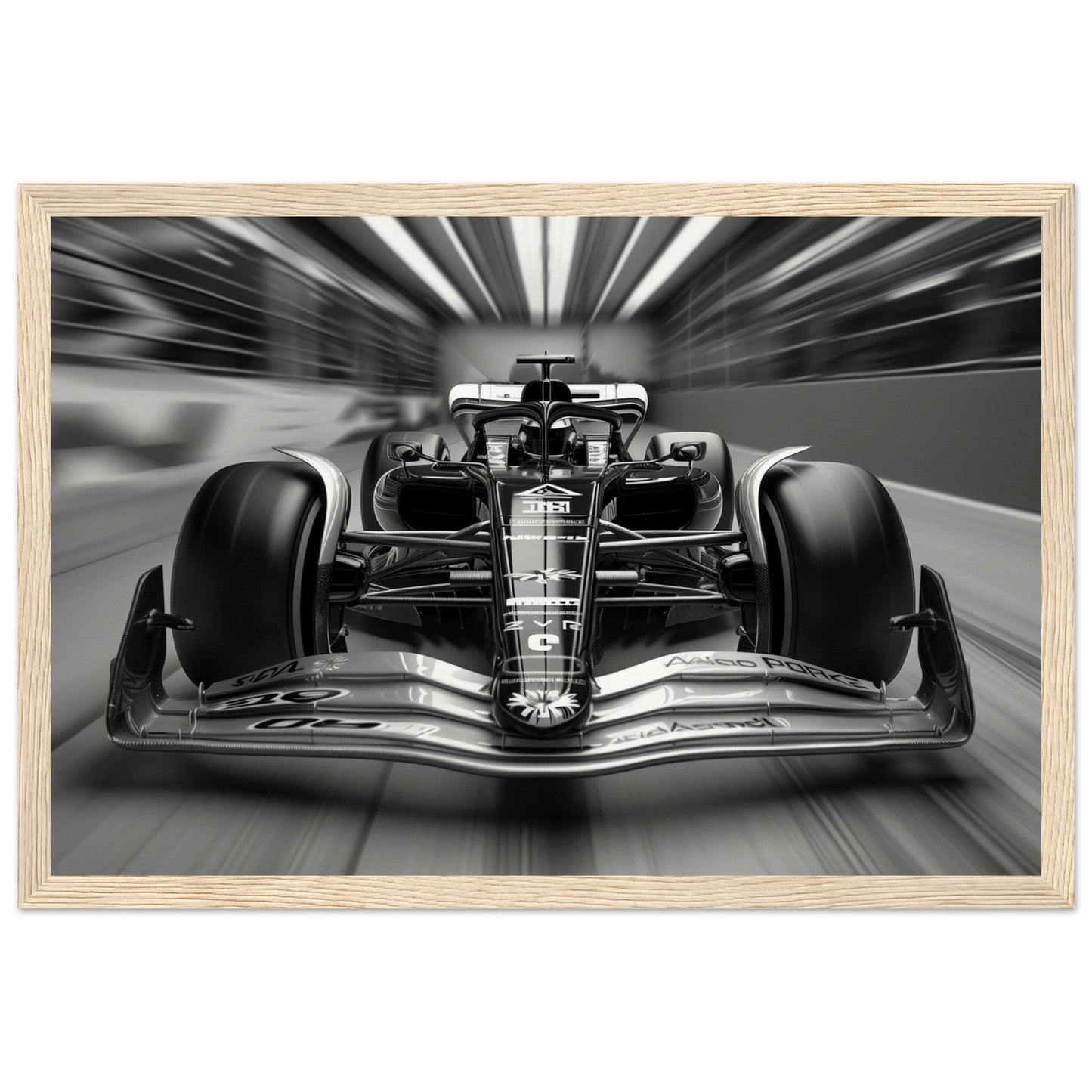 Affiche Formule 1 Noir et Blanc ( 30x45-cm-Bois-clair)