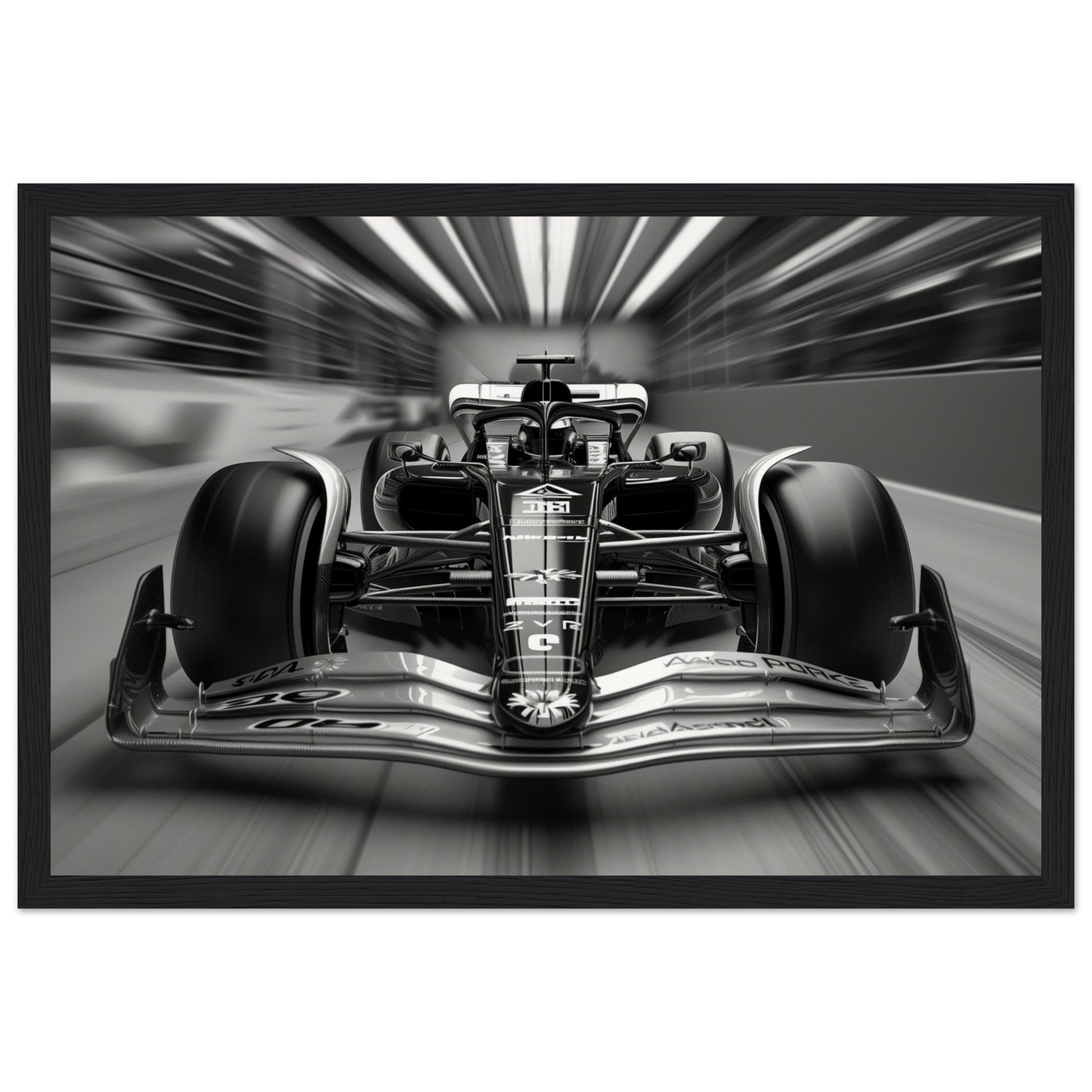 Affiche Formule 1 Noir et Blanc ( 30x45-cm-Bois-noir)