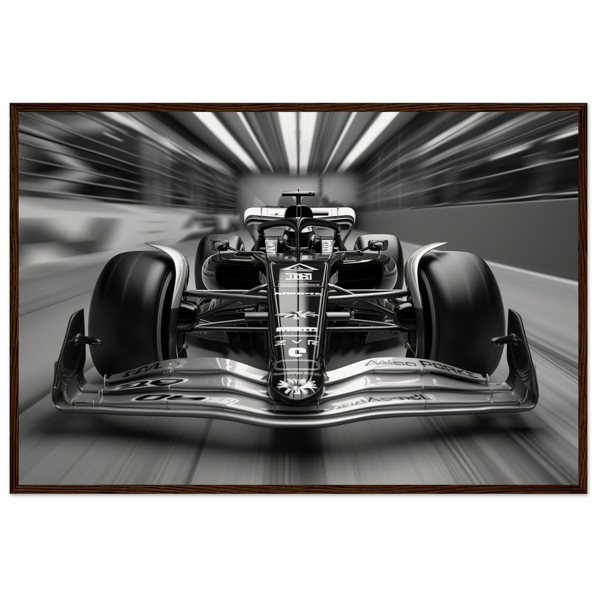 Affiche Formule 1 Noir et Blanc ( 60x90-cm-Bois-foncé)