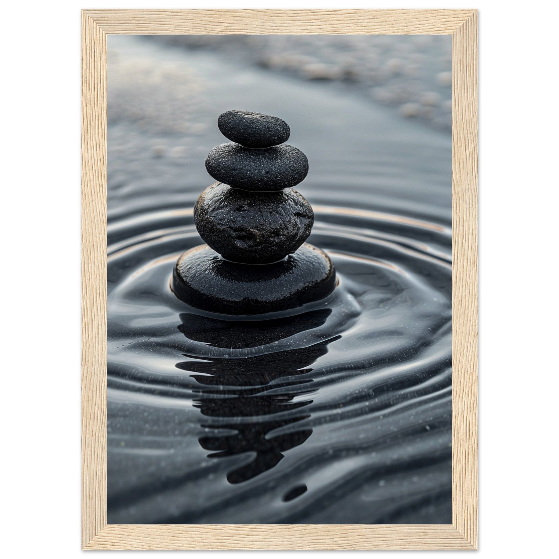 Affiche Galets Zen ( 21x29.7-cm-Bois-clair)