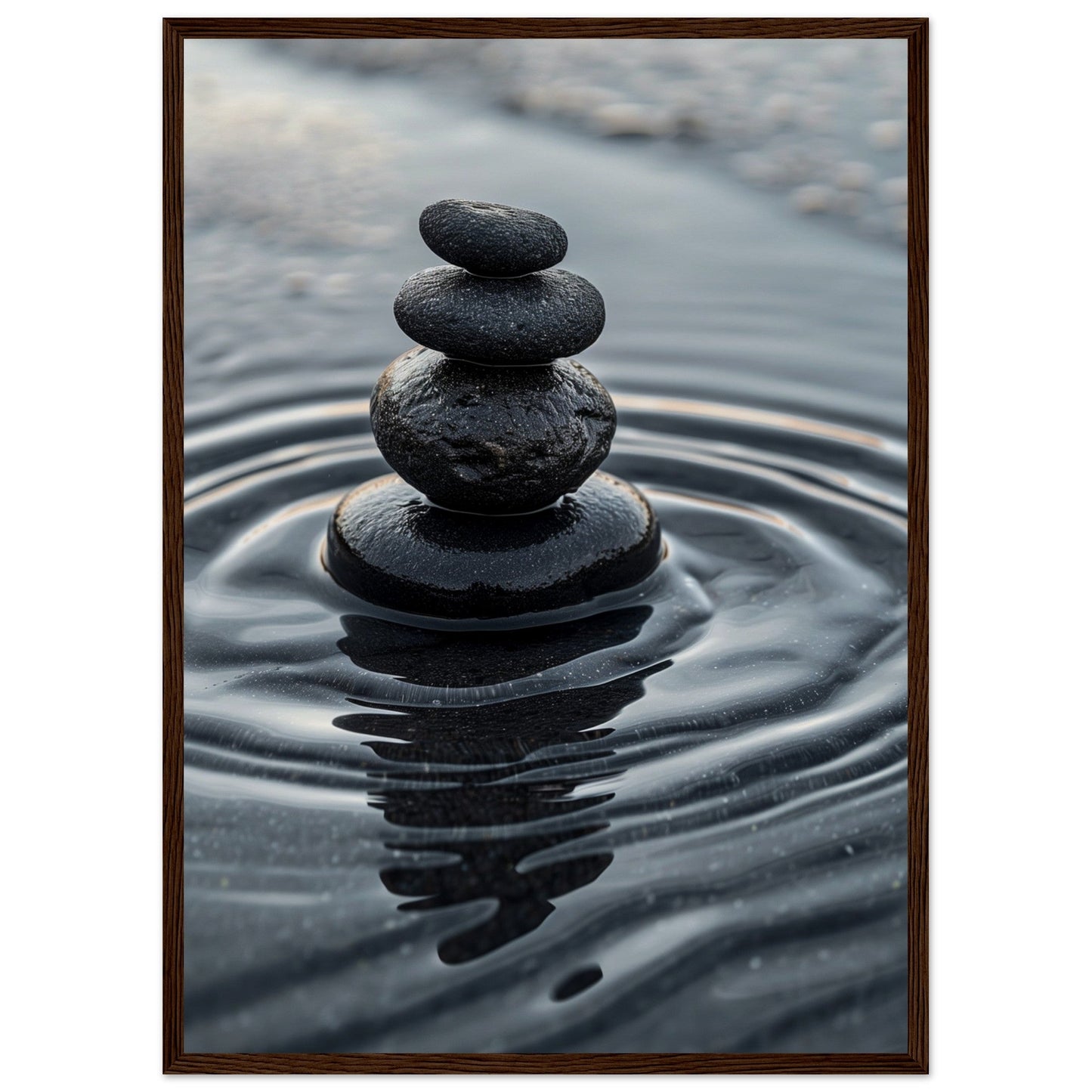 Affiche Galets Zen ( 50x70-cm-Bois-foncé)