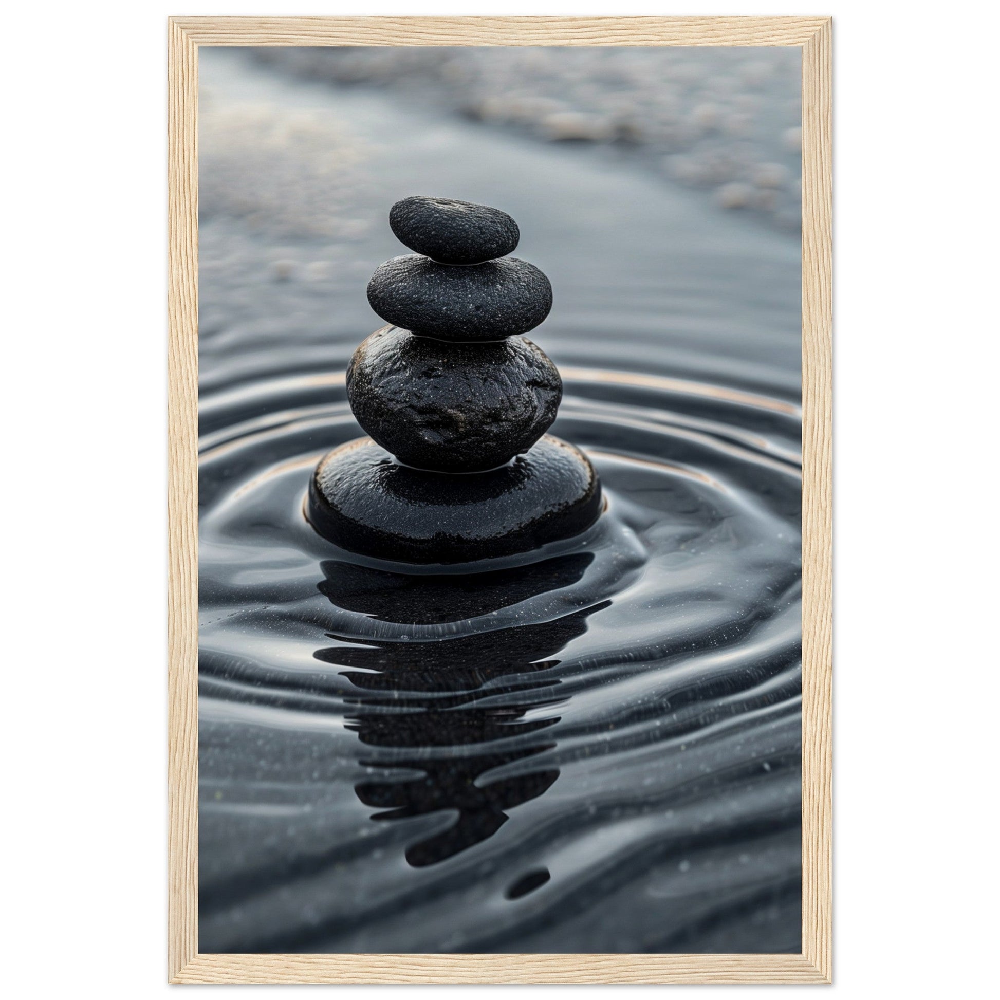 Affiche Galets Zen ( 30x45-cm-Bois-clair)