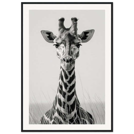 Affiche Girafe Noir et Blanc ( 70x100-cm-Bois-noir)