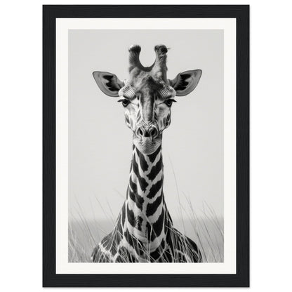 Affiche Girafe Noir et Blanc ( 21x29.7-cm-Bois-noir)