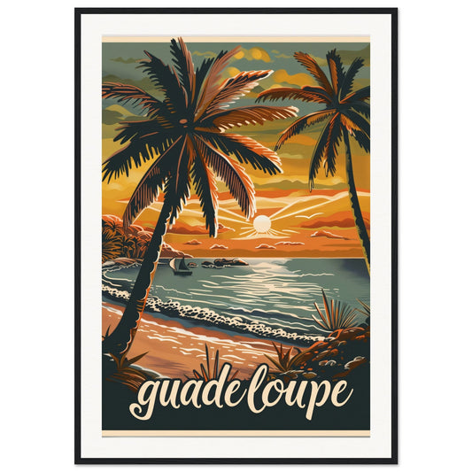 Affiche Guadeloupe ( 70x100-cm-Bois-noir)