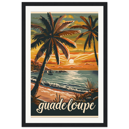 Affiche Guadeloupe ( 30x45-cm-Bois-noir)