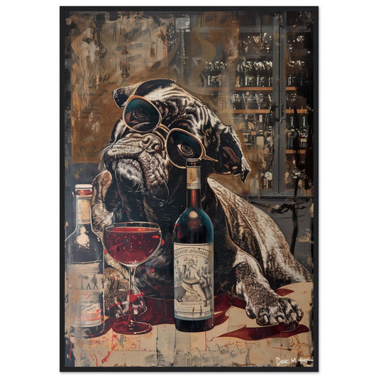 Affiche Humoristique Vin ( 70x100-cm-Bois-noir)