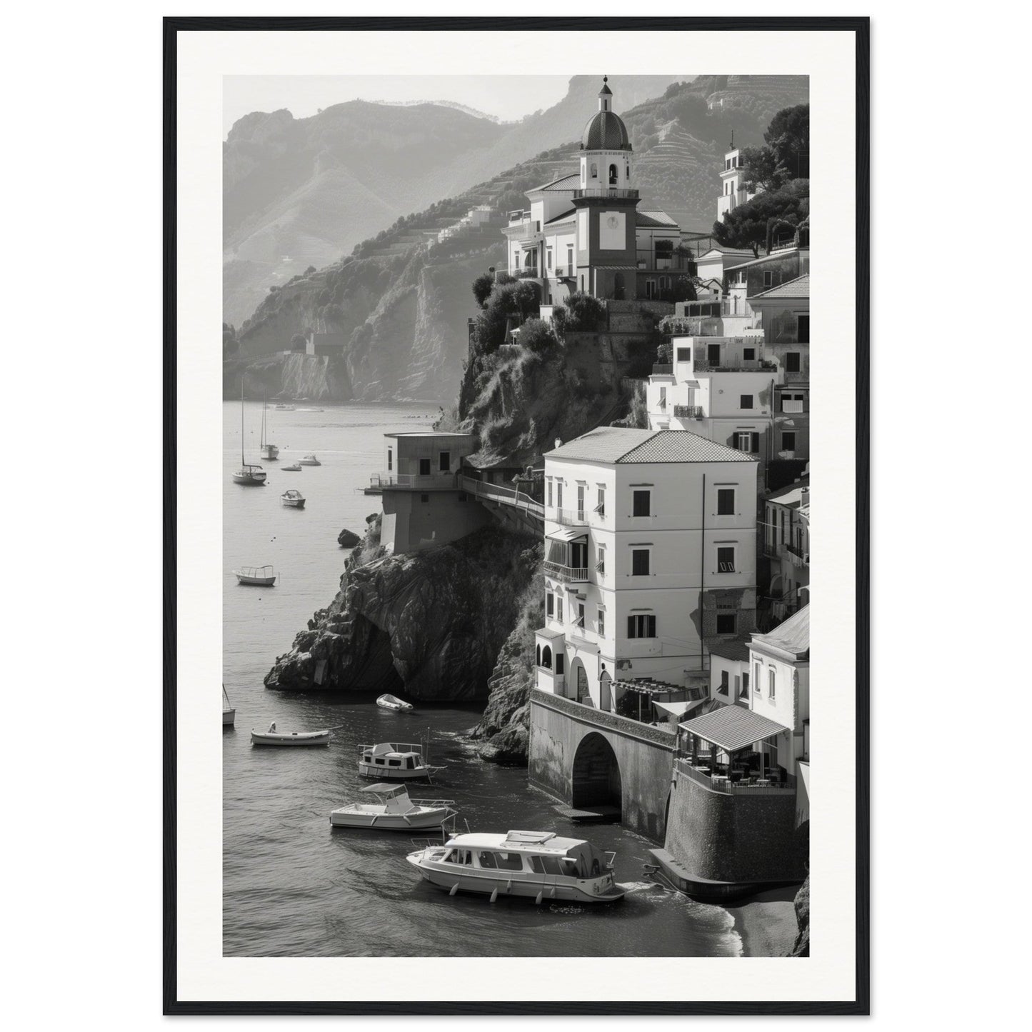 Affiche Italie Noir Et Blanc ( 70x100-cm-Bois-noir)