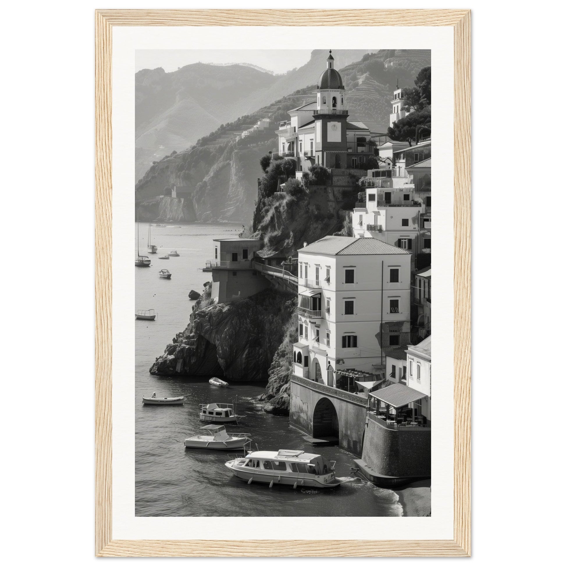 Affiche Italie Noir Et Blanc ( 30x45-cm-Bois-clair)