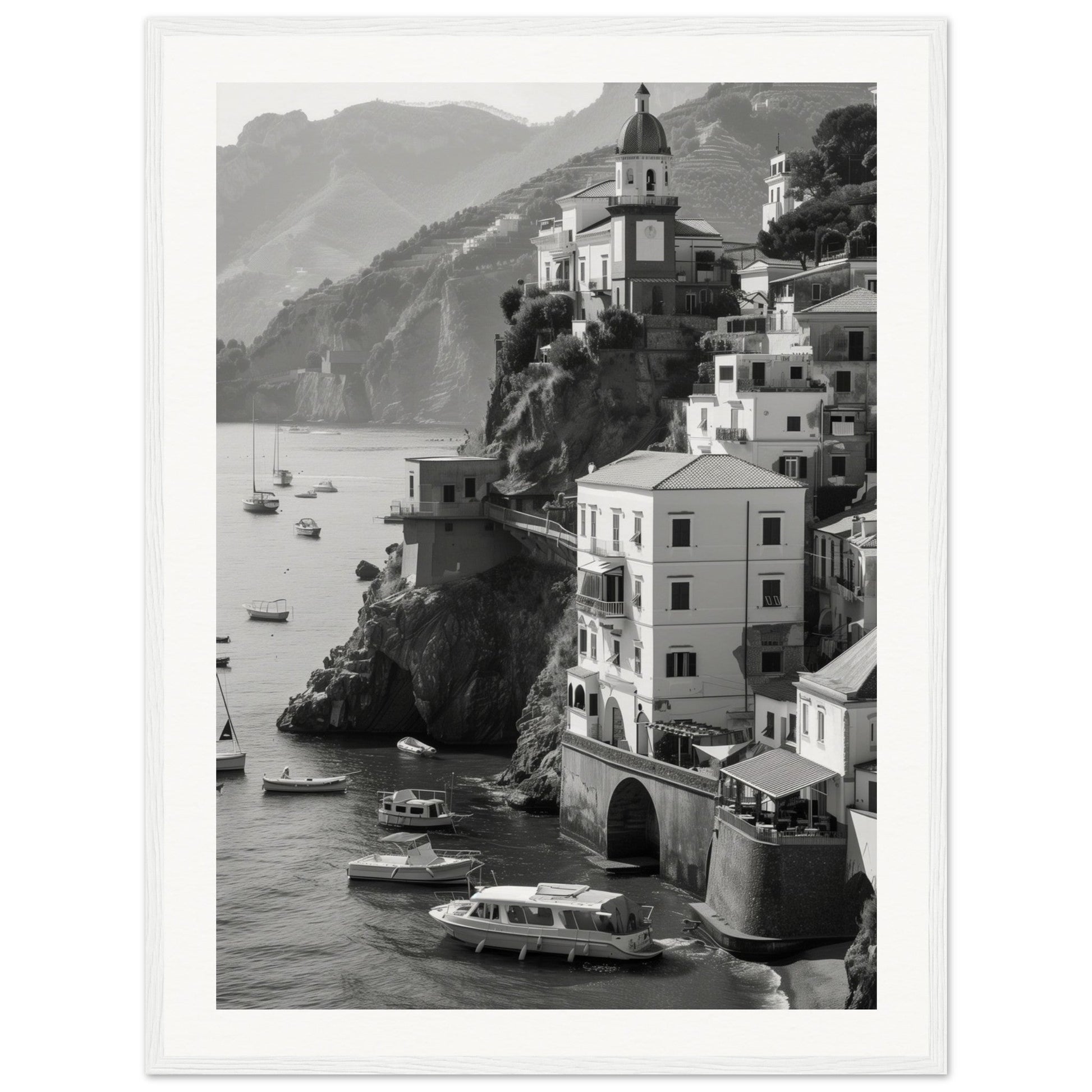 Affiche Italie Noir Et Blanc ( 60x80-cm-Bois-blanc)