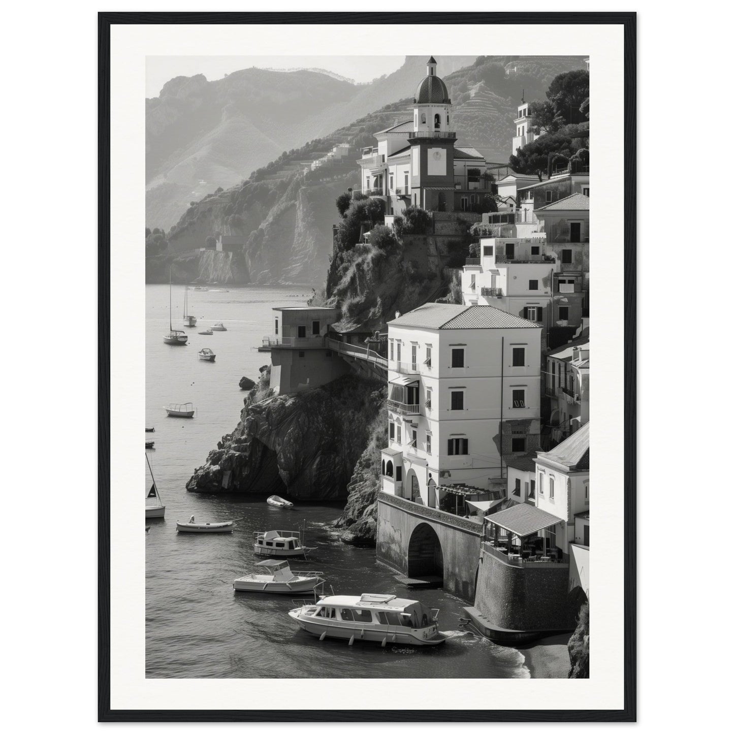 Affiche Italie Noir Et Blanc ( 60x80-cm-Bois-noir)