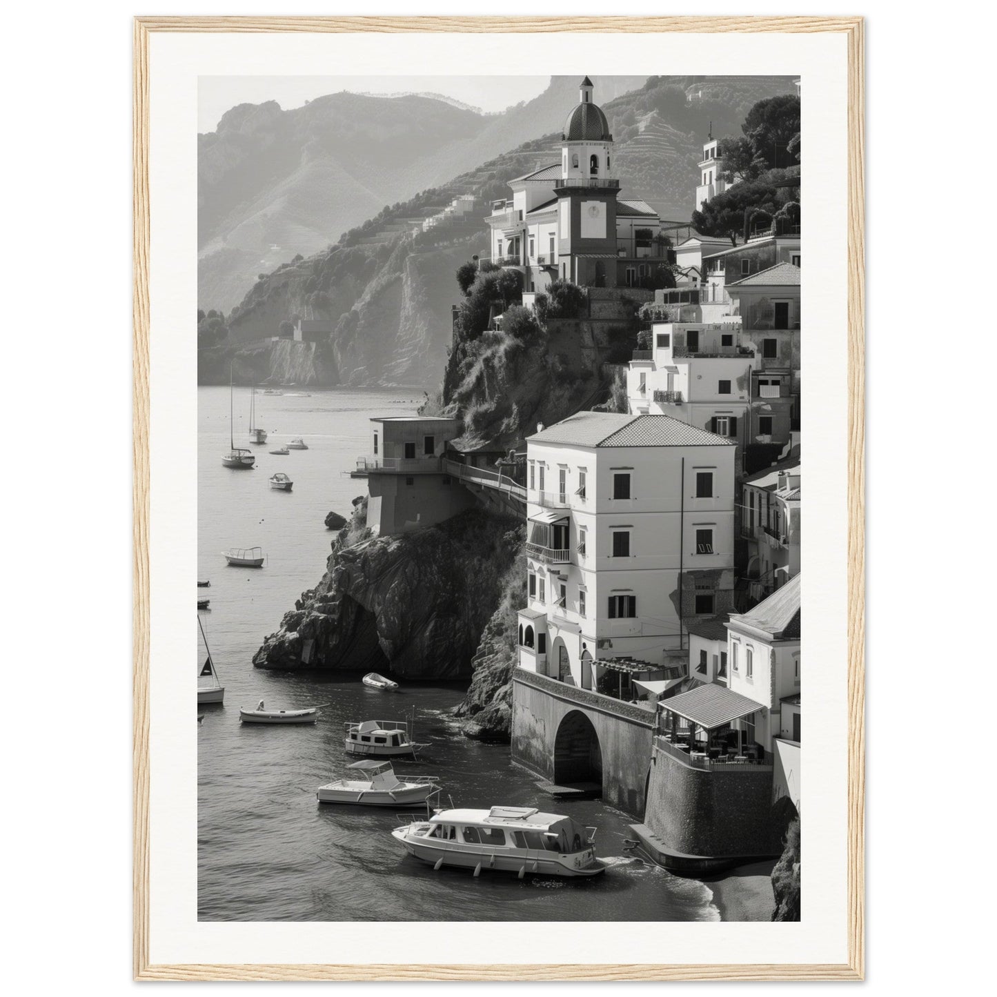 Affiche Italie Noir Et Blanc ( 60x80-cm-Bois-clair)