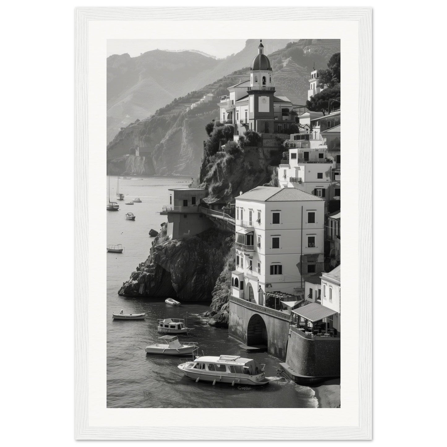 Affiche Italie Noir Et Blanc ( 30x45-cm-Bois-blanc)