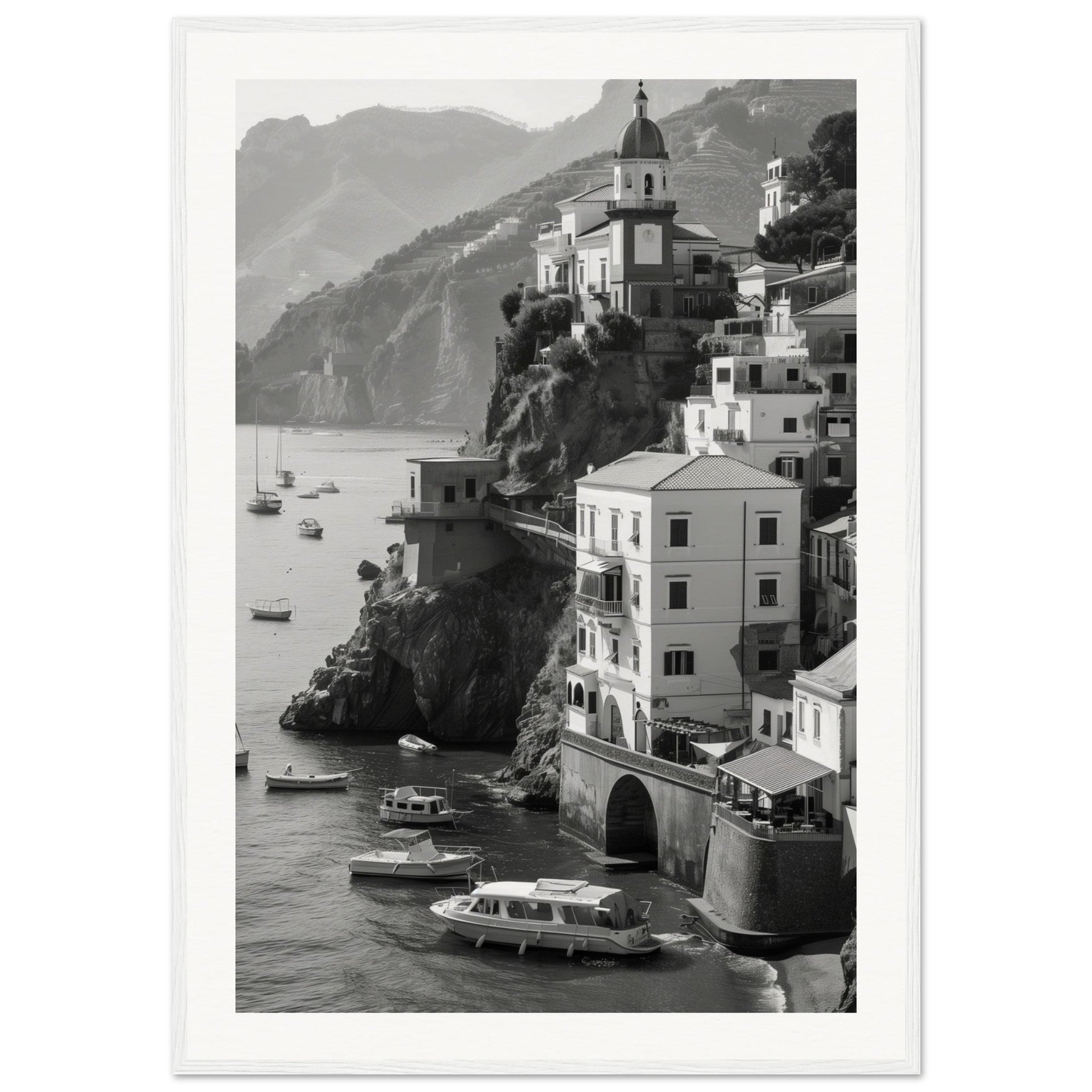 Affiche Italie Noir Et Blanc ( 70x100-cm-Bois-blanc)