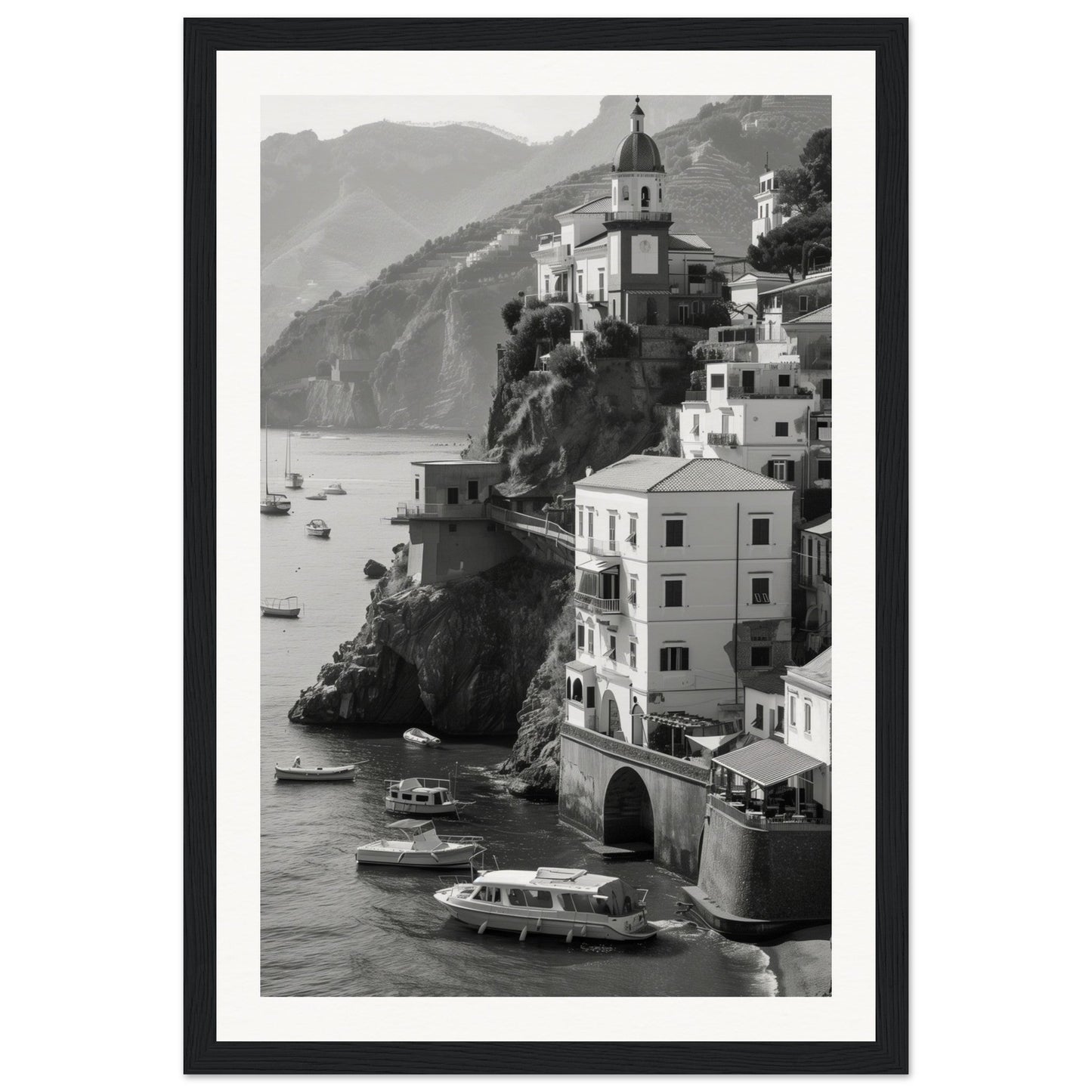 Affiche Italie Noir Et Blanc ( 30x45-cm-Bois-noir)