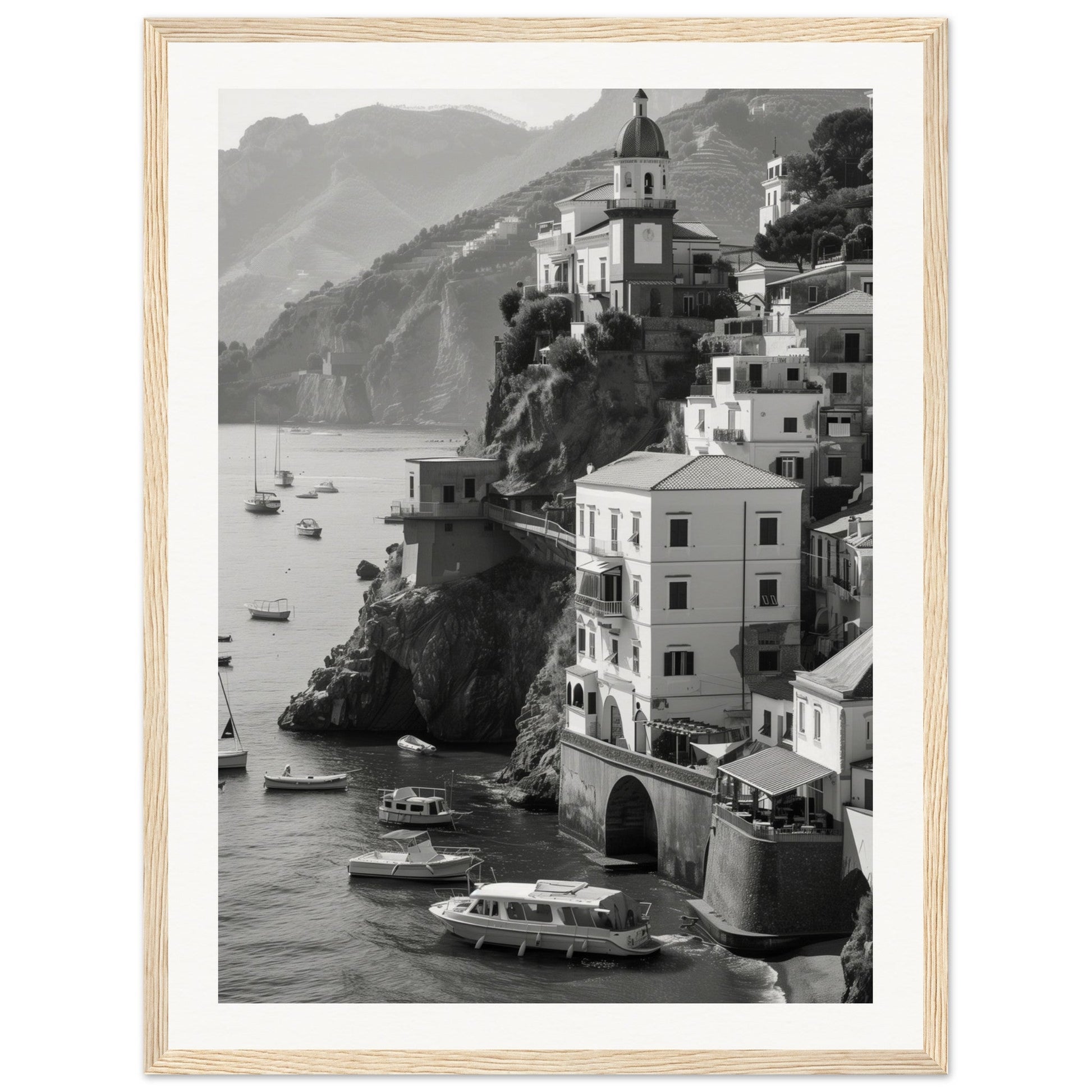 Affiche Italie Noir Et Blanc ( 45x60-cm-Bois-clair)