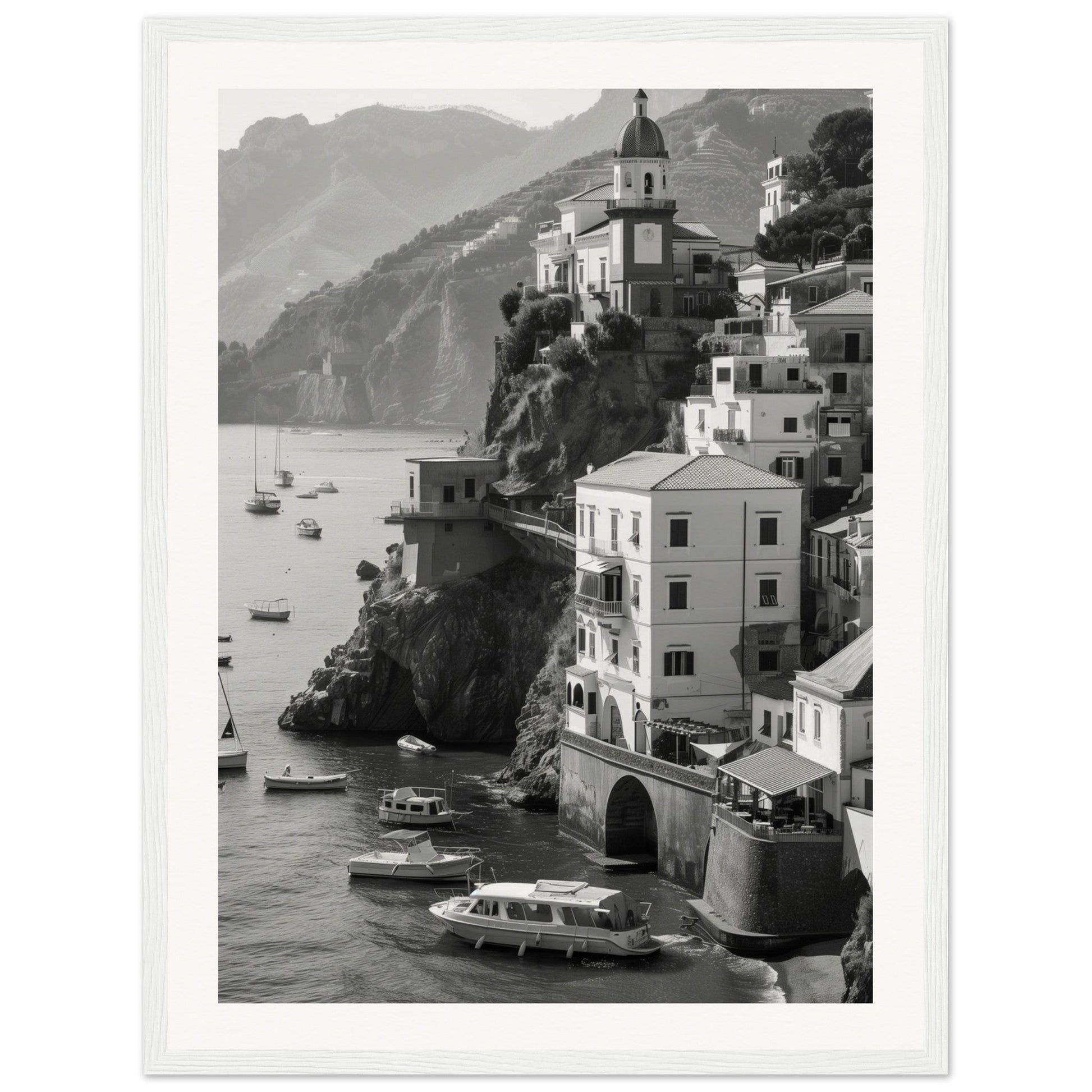 Affiche Italie Noir Et Blanc ( 45x60-cm-Bois-blanc)