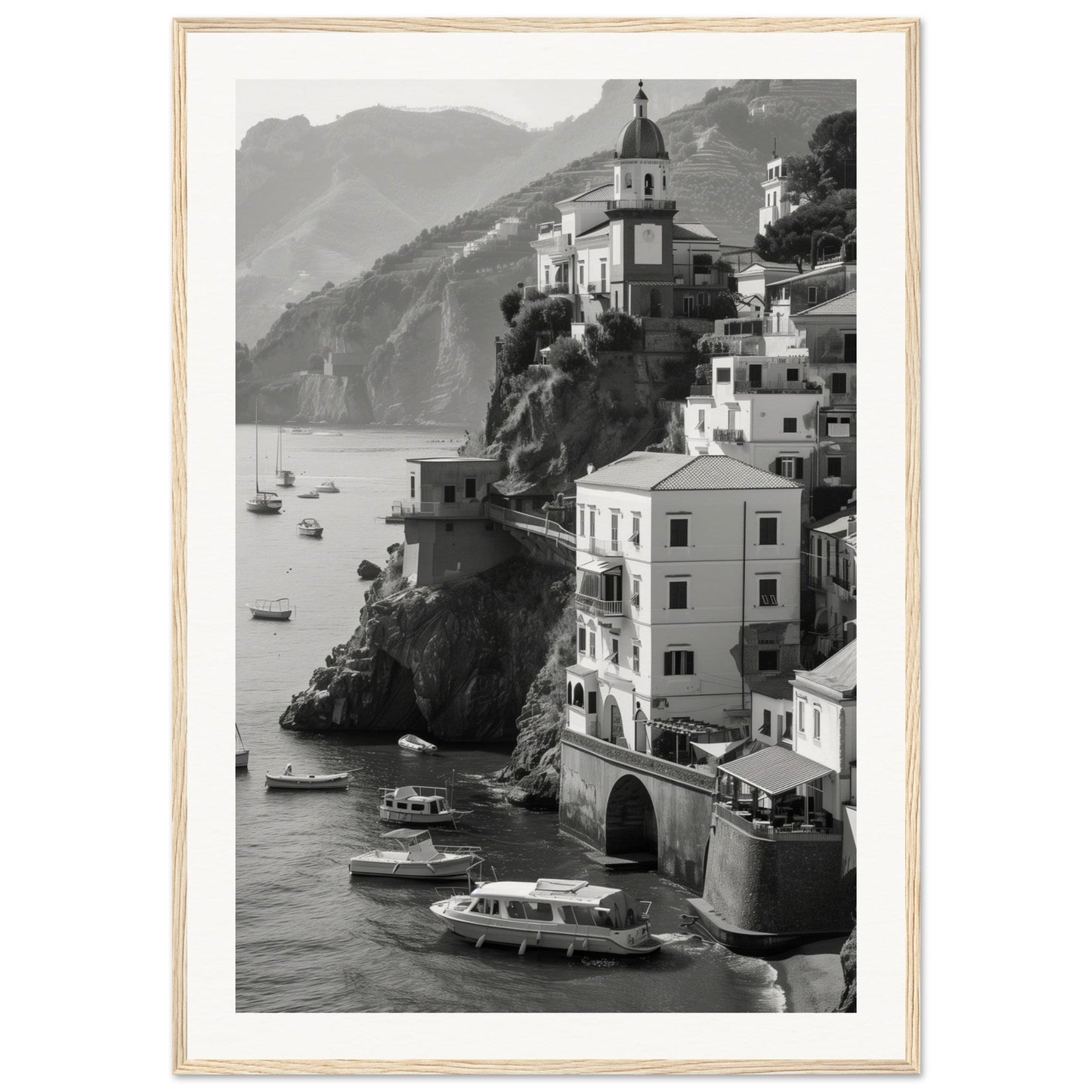 Affiche Italie Noir Et Blanc ( 70x100-cm-Bois-clair)