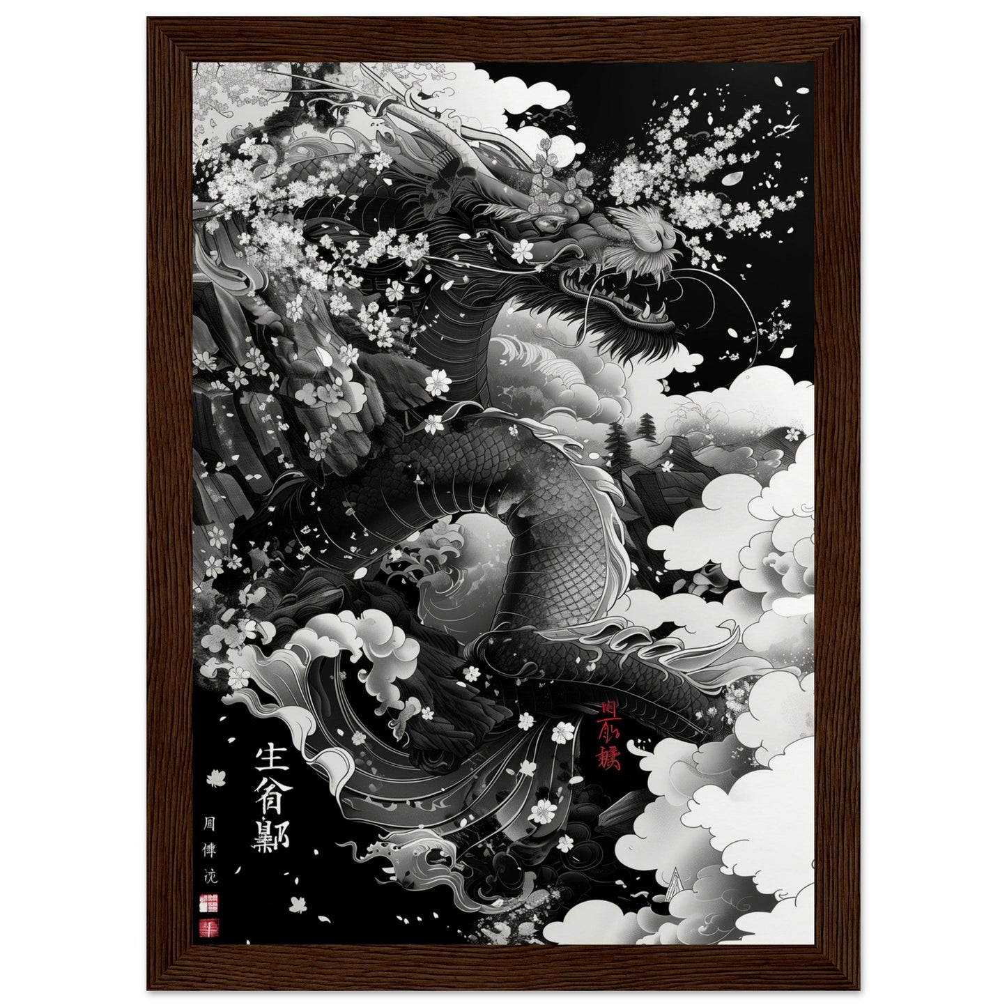 Affiche Japonaise ( 21x29.7-cm-Bois-foncé)