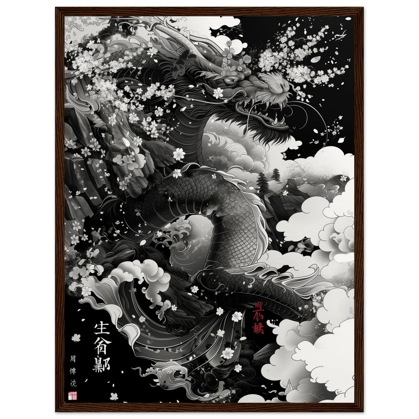 Affiche Japonaise ( 45x60-cm-Bois-foncé)