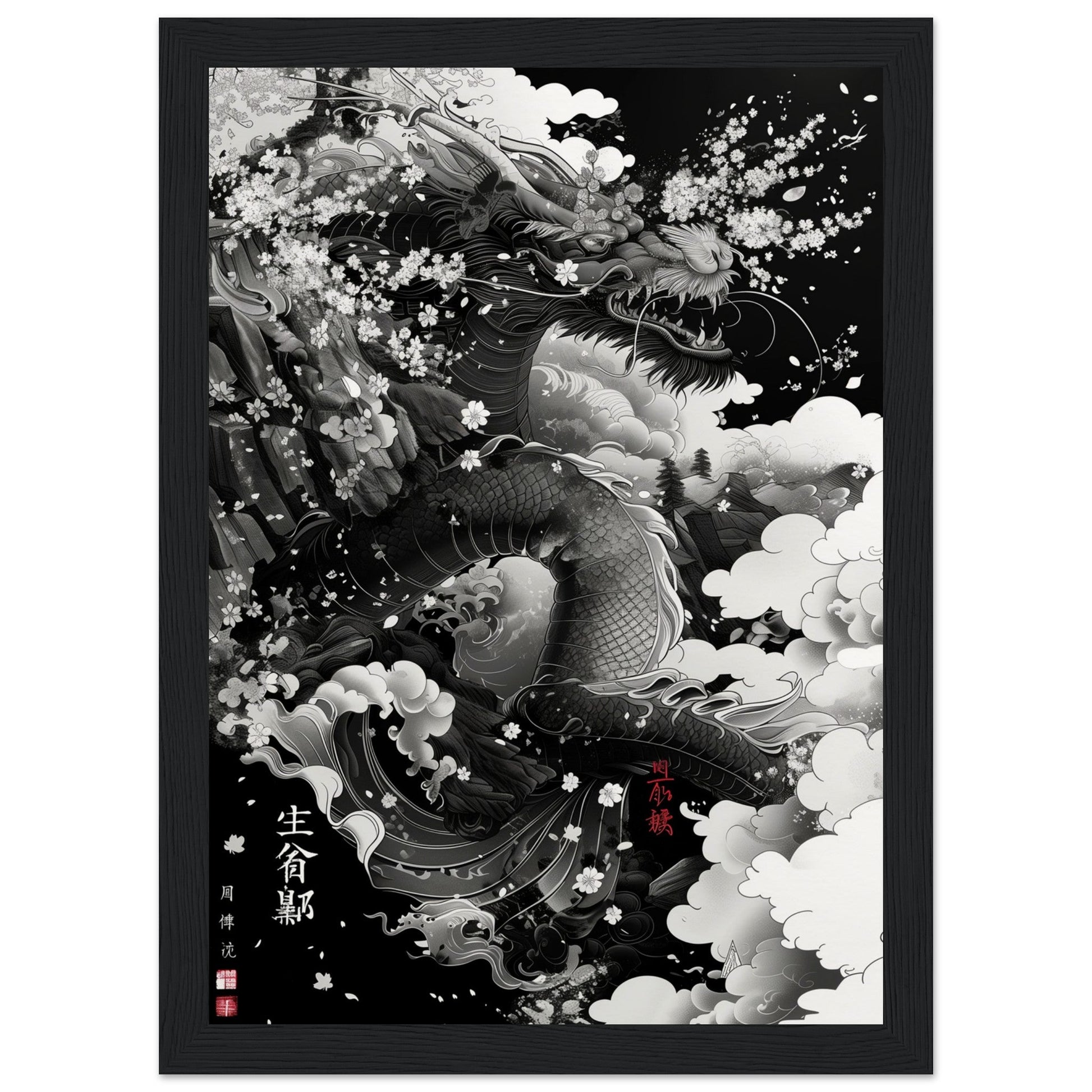 Affiche Japonaise ( 21x29.7-cm-Bois-noir)