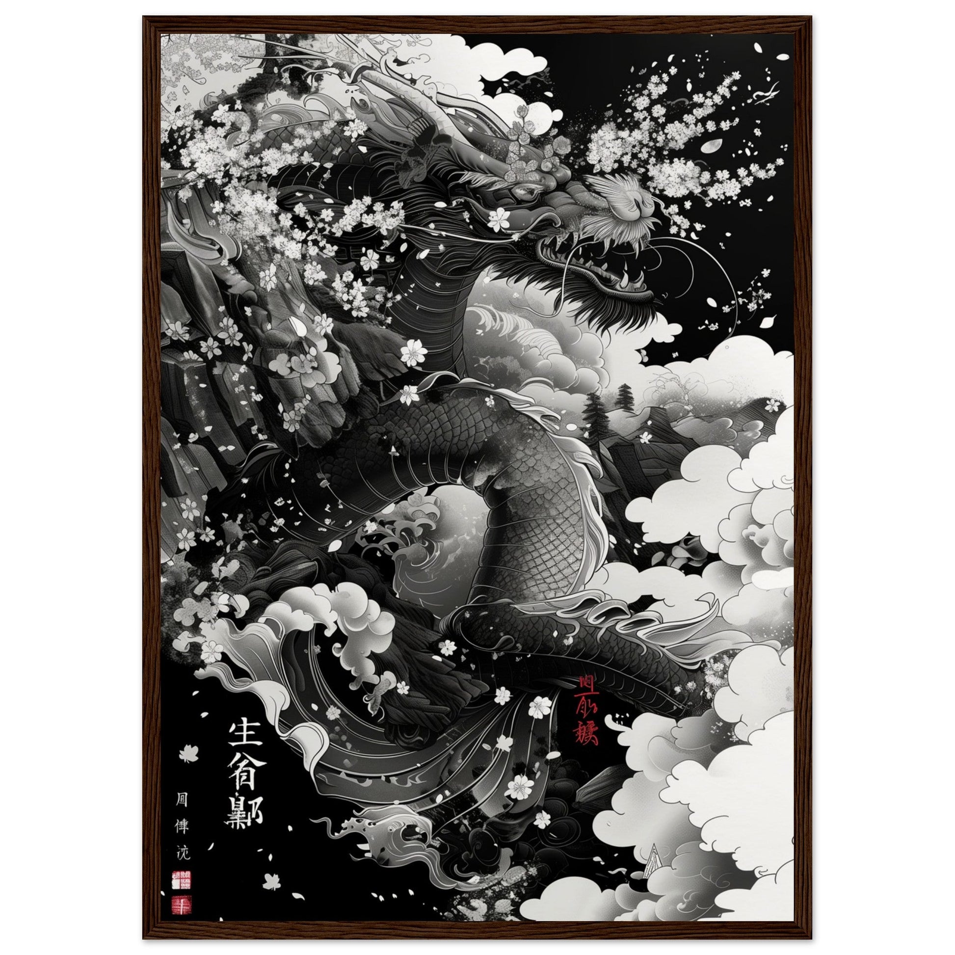 Affiche Japonaise ( 50x70-cm-Bois-foncé)