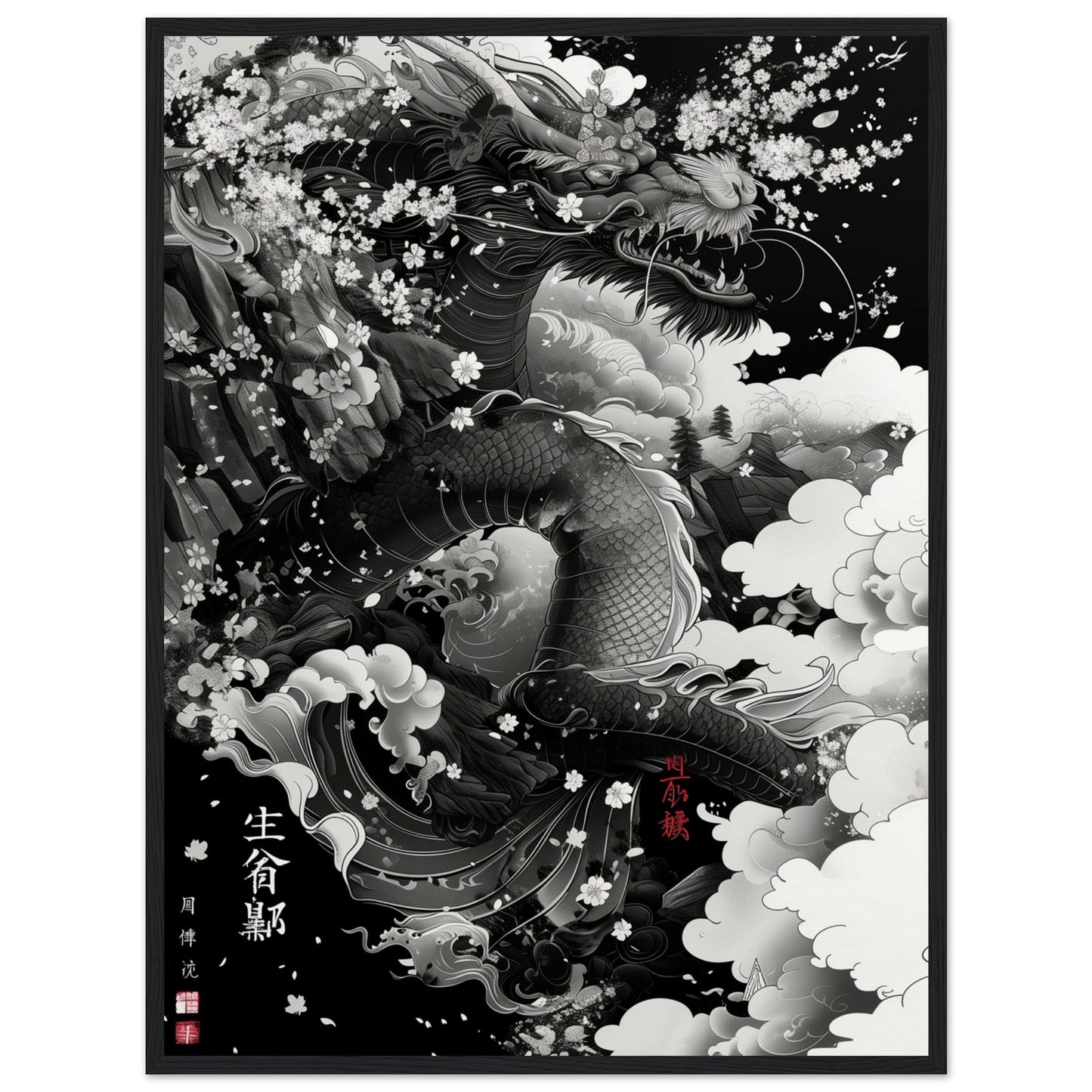 Affiche Japonaise ( 60x80-cm-Bois-noir)