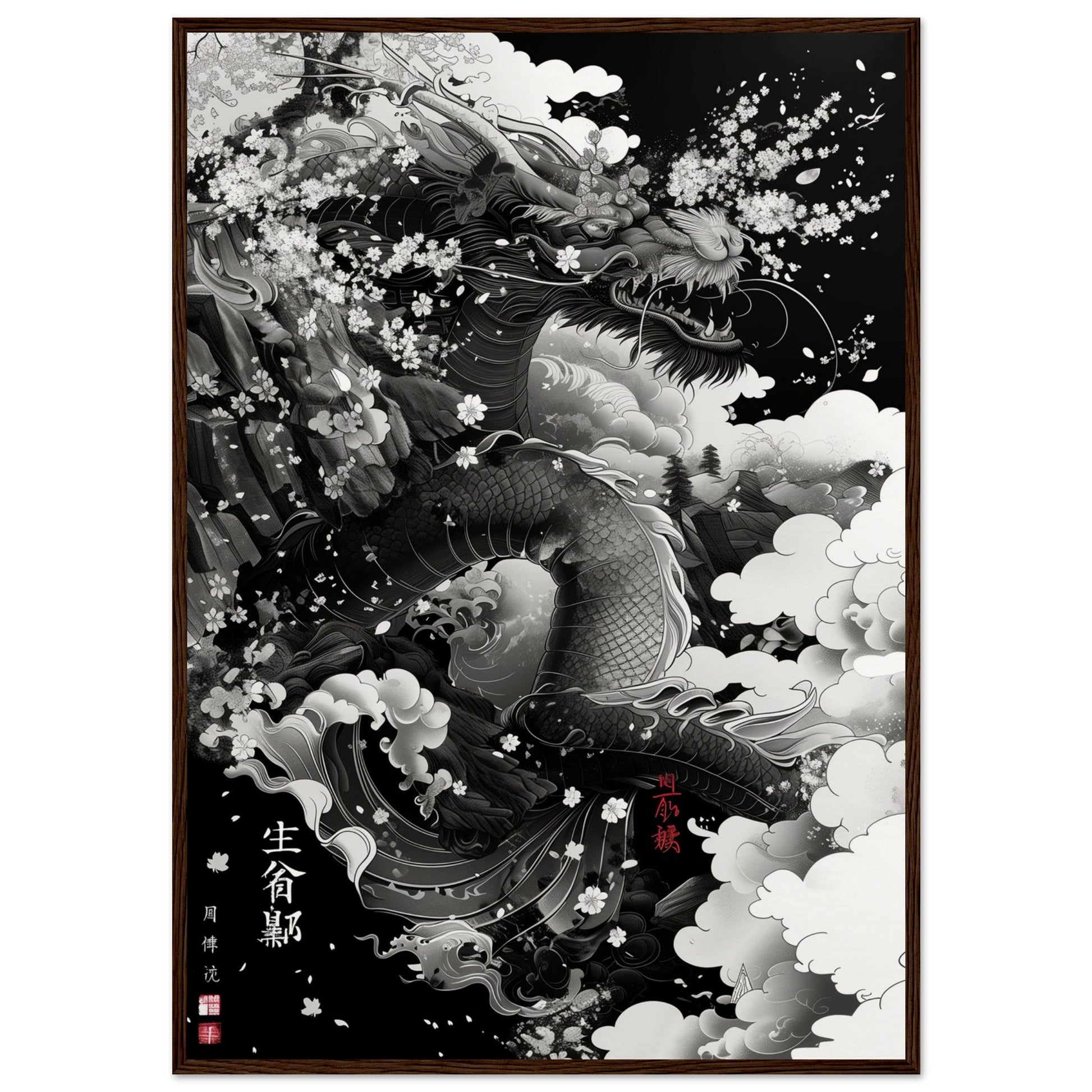 Affiche Japonaise ( 70x100-cm-Bois-foncé)