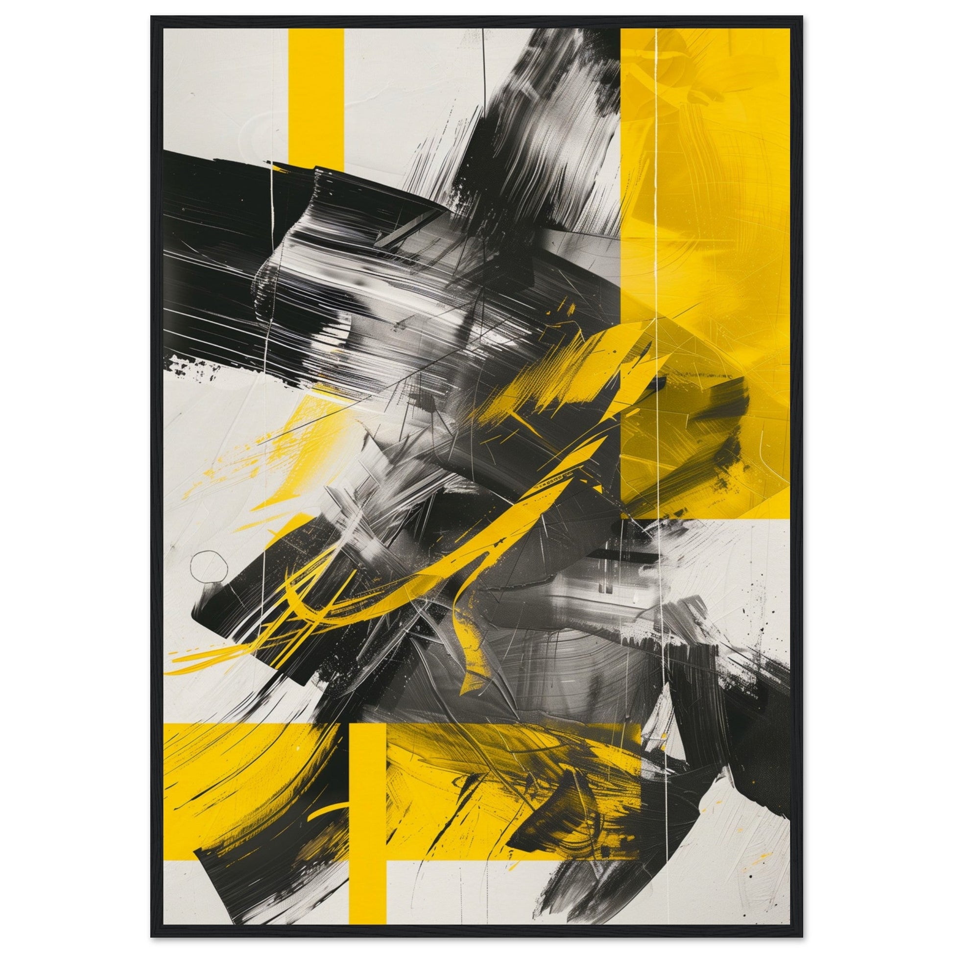 Affiche Jaune et Gris ( 70x100-cm-Bois-noir)