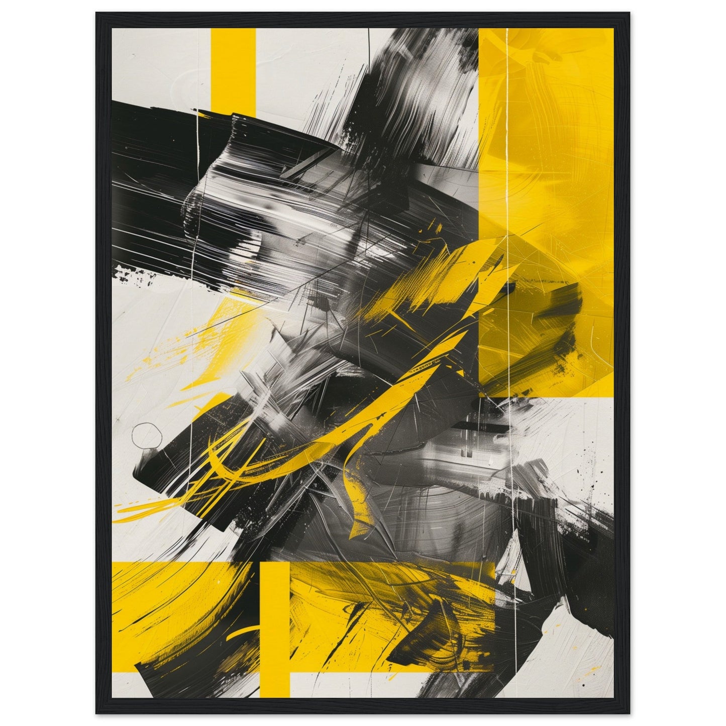 Affiche Jaune et Gris ( 45x60-cm-Bois-noir)