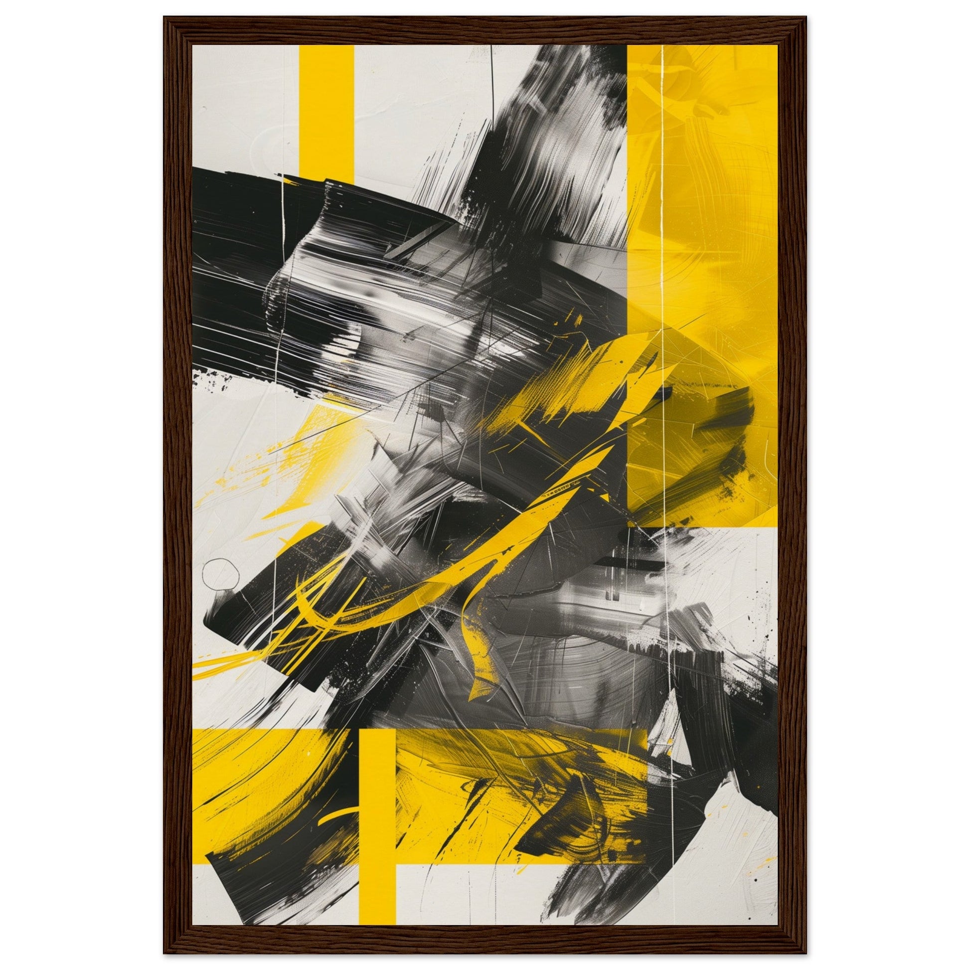 Affiche Jaune et Gris ( 30x45-cm-Bois-foncé)