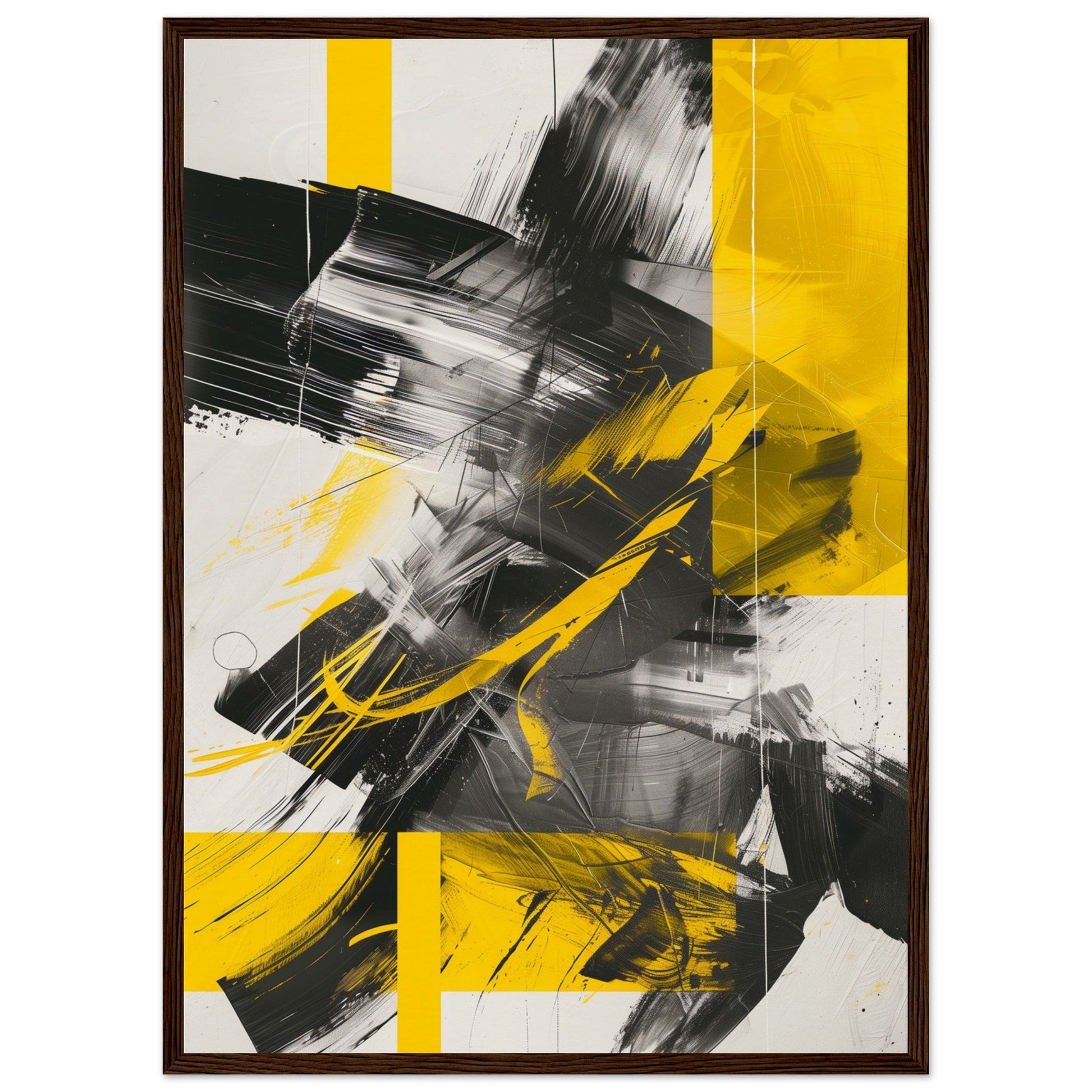 Affiche Jaune et Gris ( 50x70-cm-Bois-foncé)