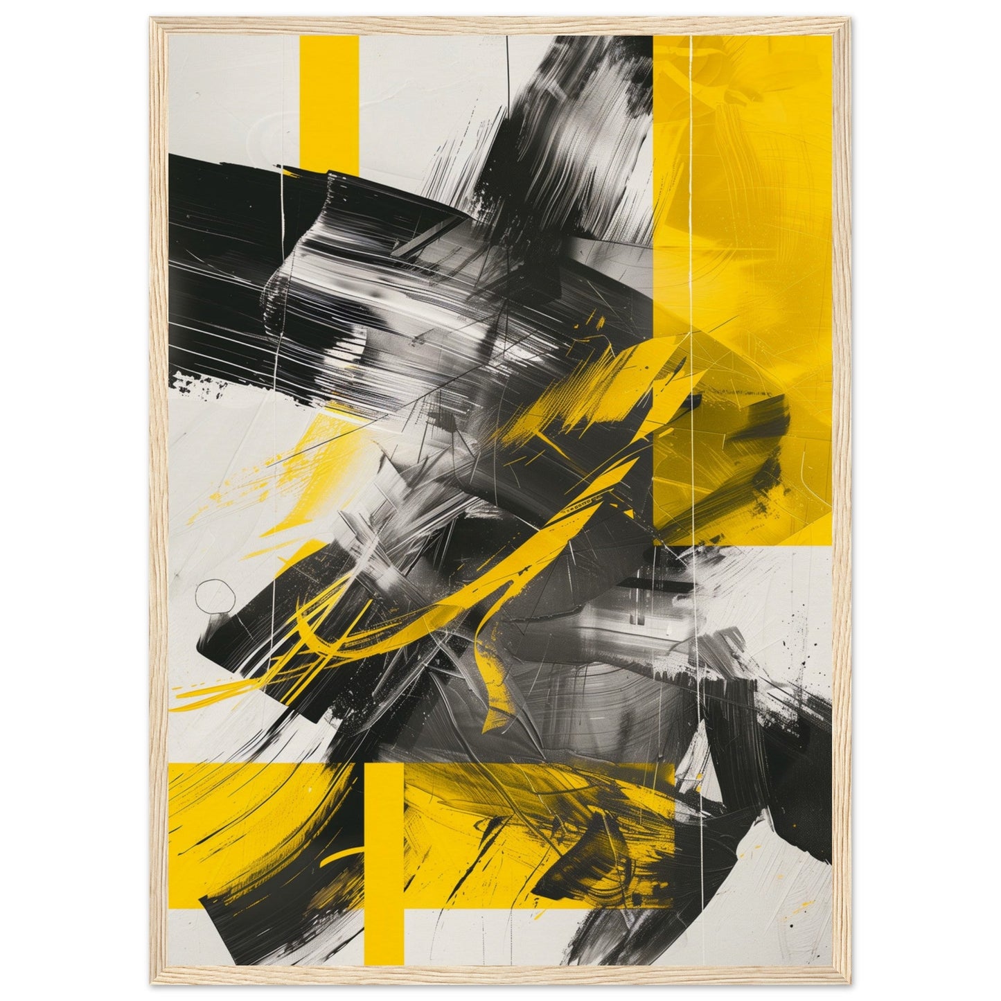 Affiche Jaune et Gris ( 50x70-cm-Bois-clair)